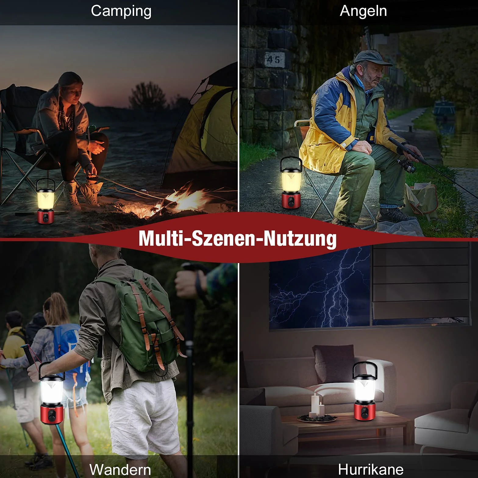 Yonktoo Oświetlenie kempingowe, 10400 mAh, latarnia kempingowa, USB-C z ekranem LED, lampa kempingowa działa 350 godzin, 5 trybów świecenia, wodoodporne światła namiotowe do wędkowania, wędrówek