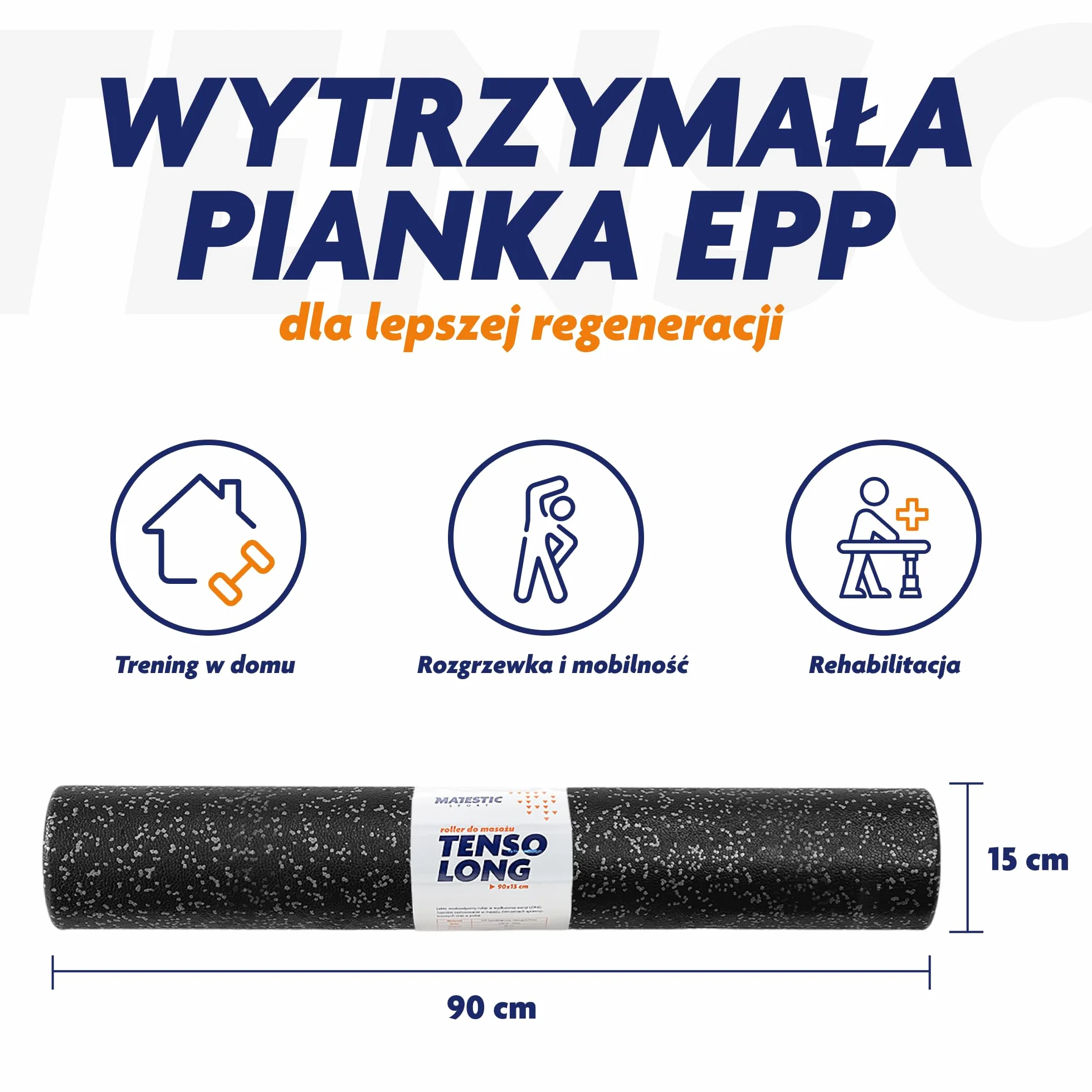 Tenso Longwałek do fitnessu, pilatesu i jogi, długość: 90 cm