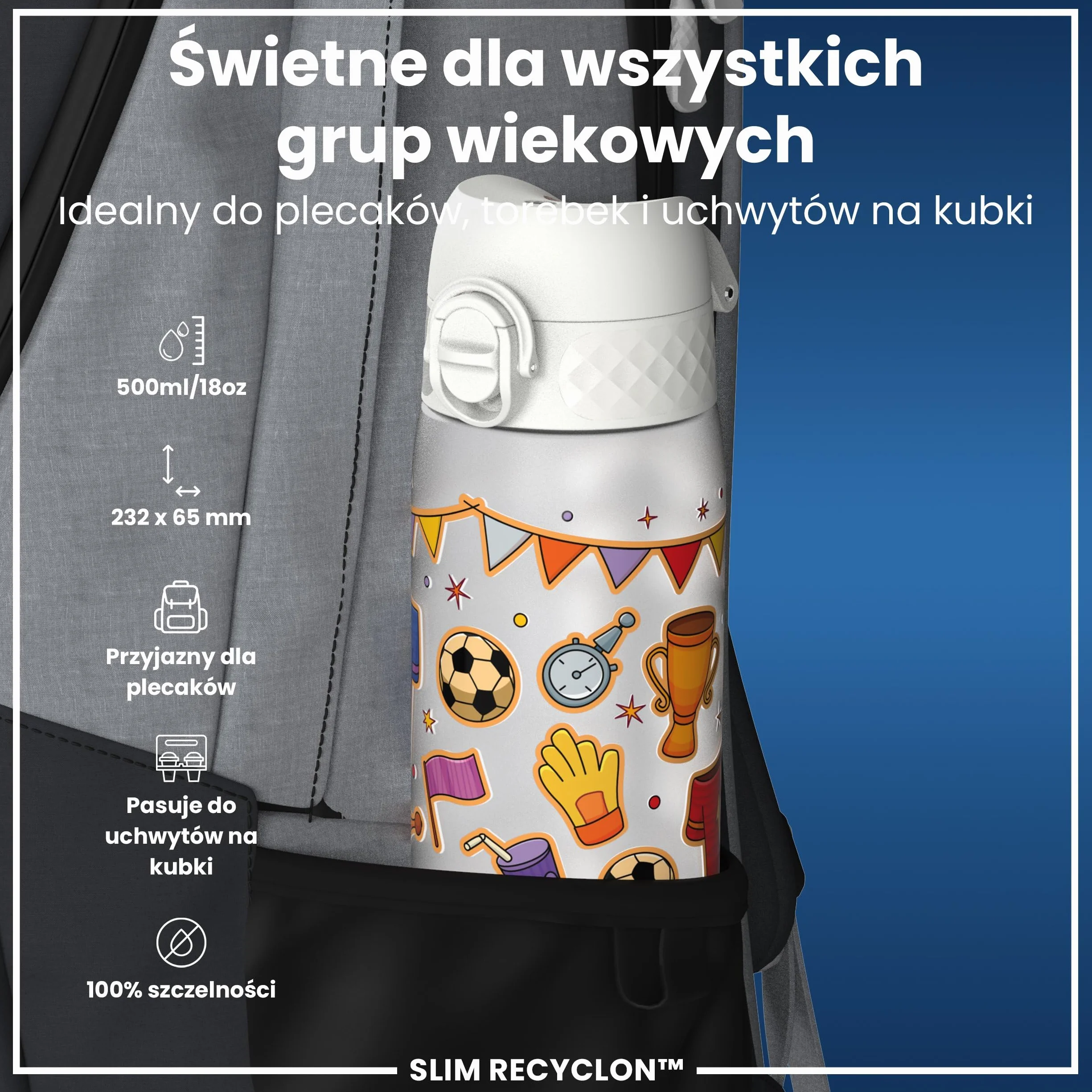 ION8 Butelka na Wodę 500 ml Szczelna Bez BPA Łatwe Czyszczenie