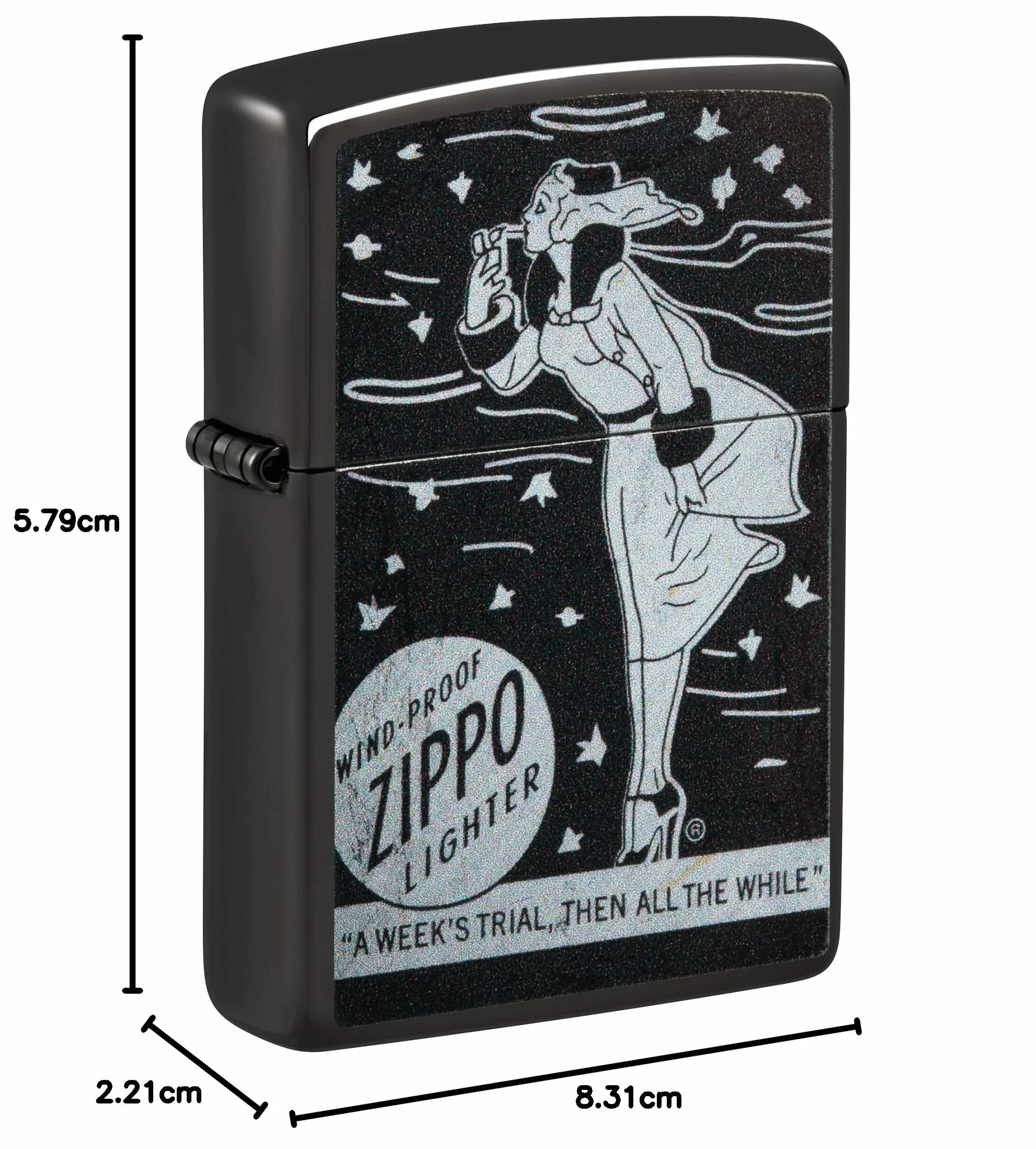 Zippo Vintage Windy Logo Zapalniczka Sztormowa Wielokrotnego Użytku Wiatroodporna Czarny