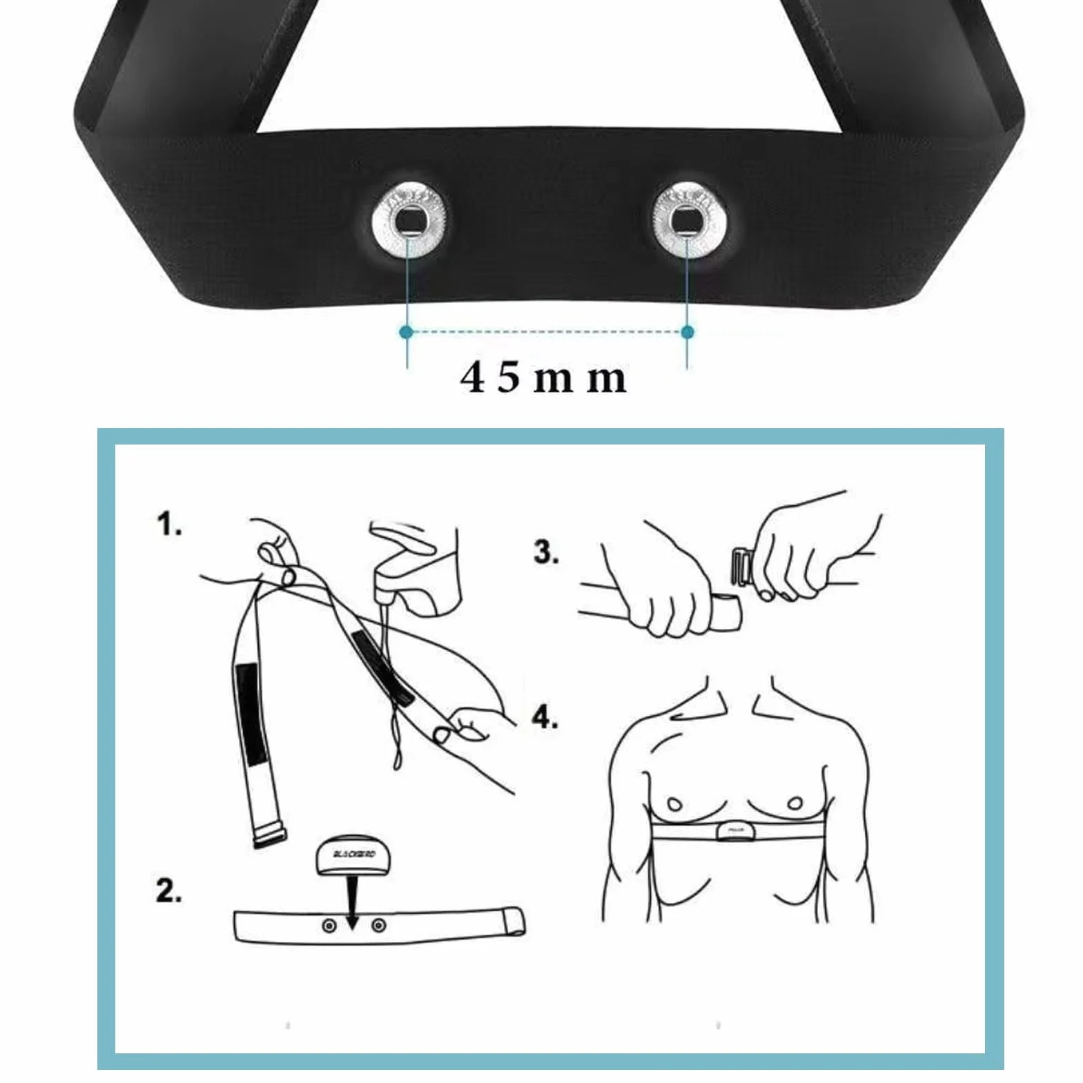 Soft Strap pas piersiowy regulowany do czujnika cardio (70-105 cm), odstęp 45 mm, pasek Bluetooth Ant+ kompatybilny z Garmin, Wahoo, Polar