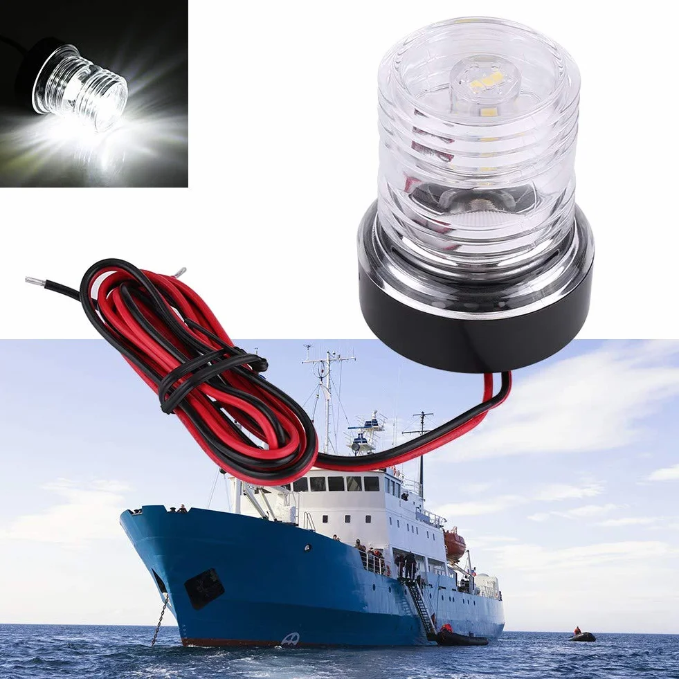 Keenso Światło do przyczepy łodzi 12 V, światła nawigacyjne do łodzi, światła nawigacyjne LED, 360°, wodoodporne, okrągłe oświetlenie LED, łuk, do łodzi, jachtów, części zamiennych