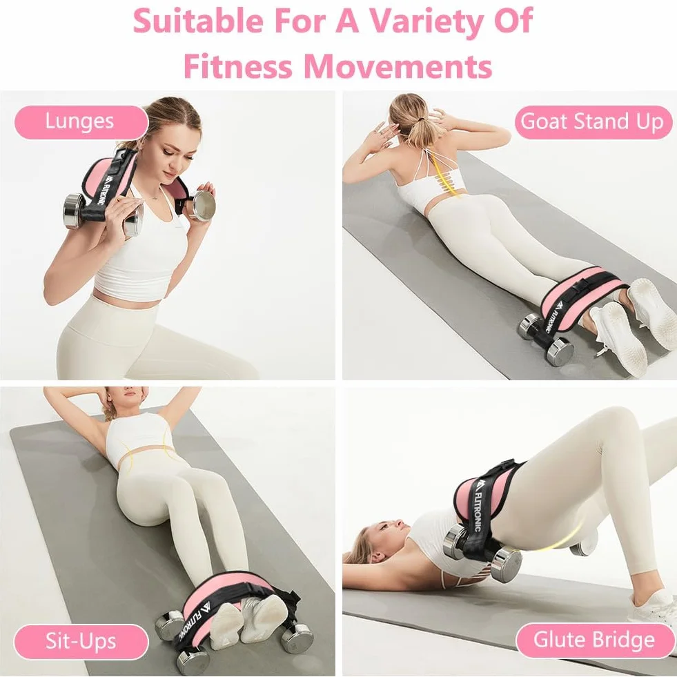 flintronic Pas biodrowy do ćwiczeń, pas do bioder, regulowany pas biodrowy z dodatkową wyściółką do hantli, kettlebells, siłowni, fitnessu, kulturystyki, podnoszenia ciężarów, różowy
