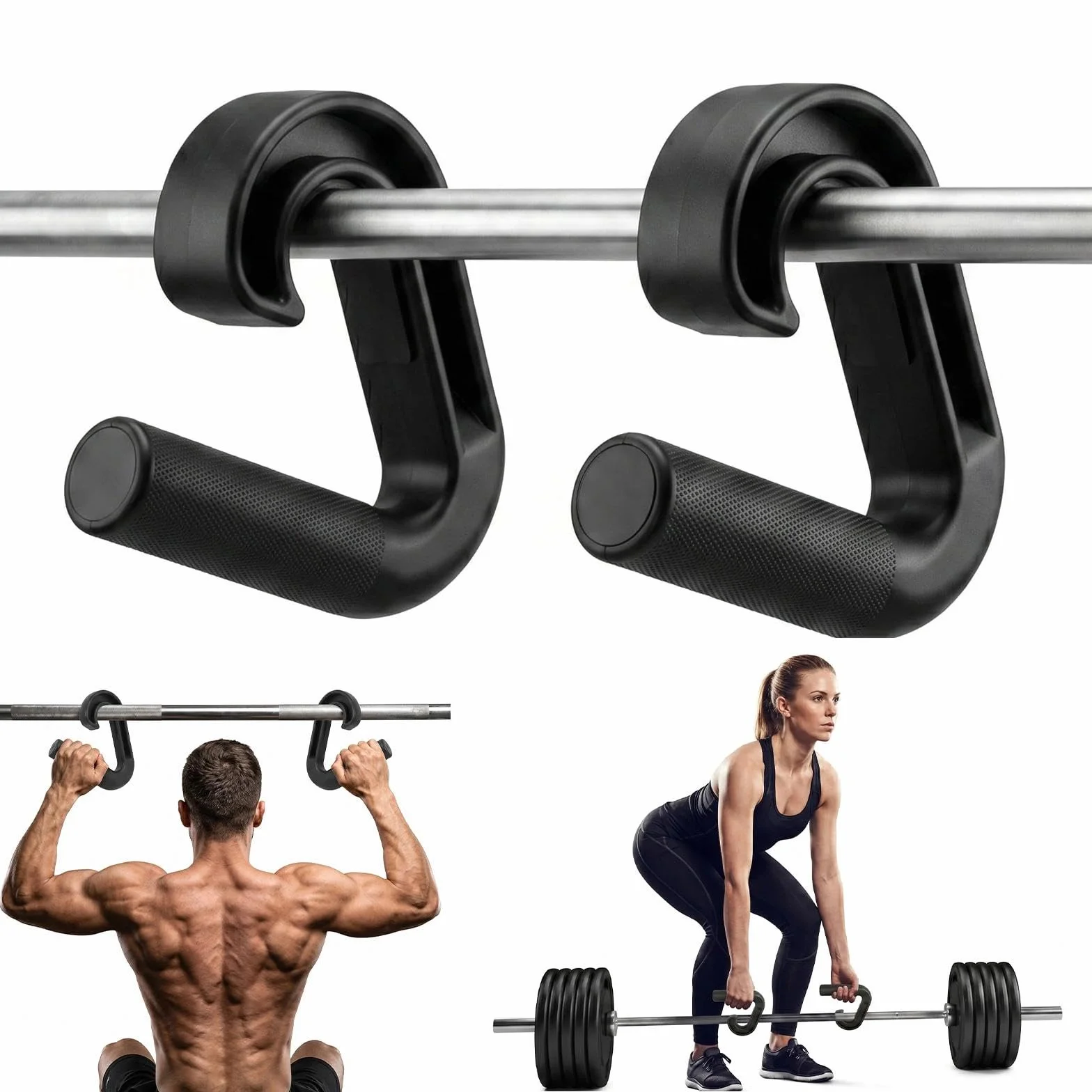 2 szt. Double D Fitness uchwyty 90 stopni, haki do podciągania, uchwyty do podciągania, uchwyty do podciągania, do drążków do podciągania, treningu pleców, długich hantli