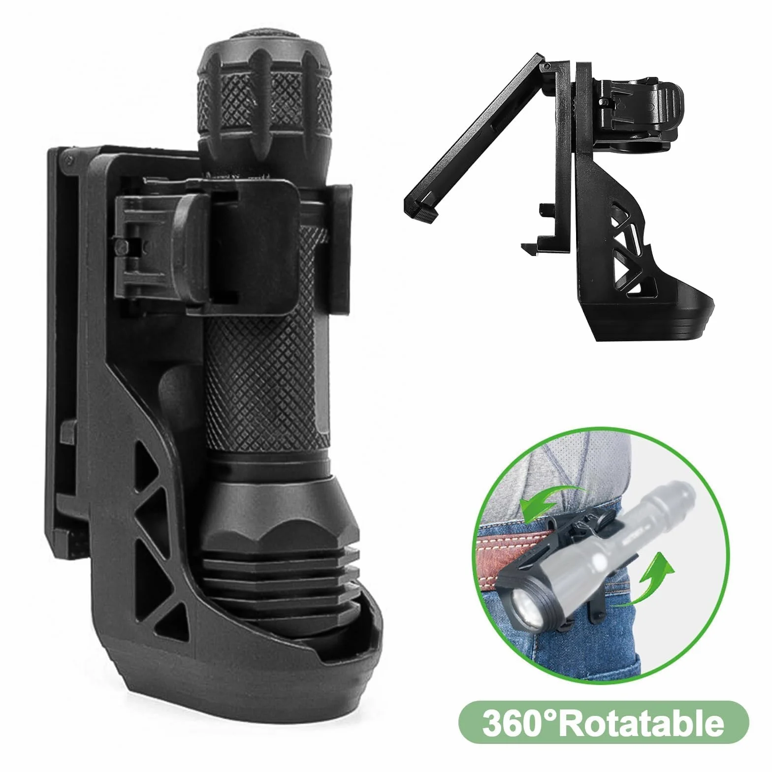 Uchwyt na latarkę 360 stopni PVC 2,5-3 cm czarny
