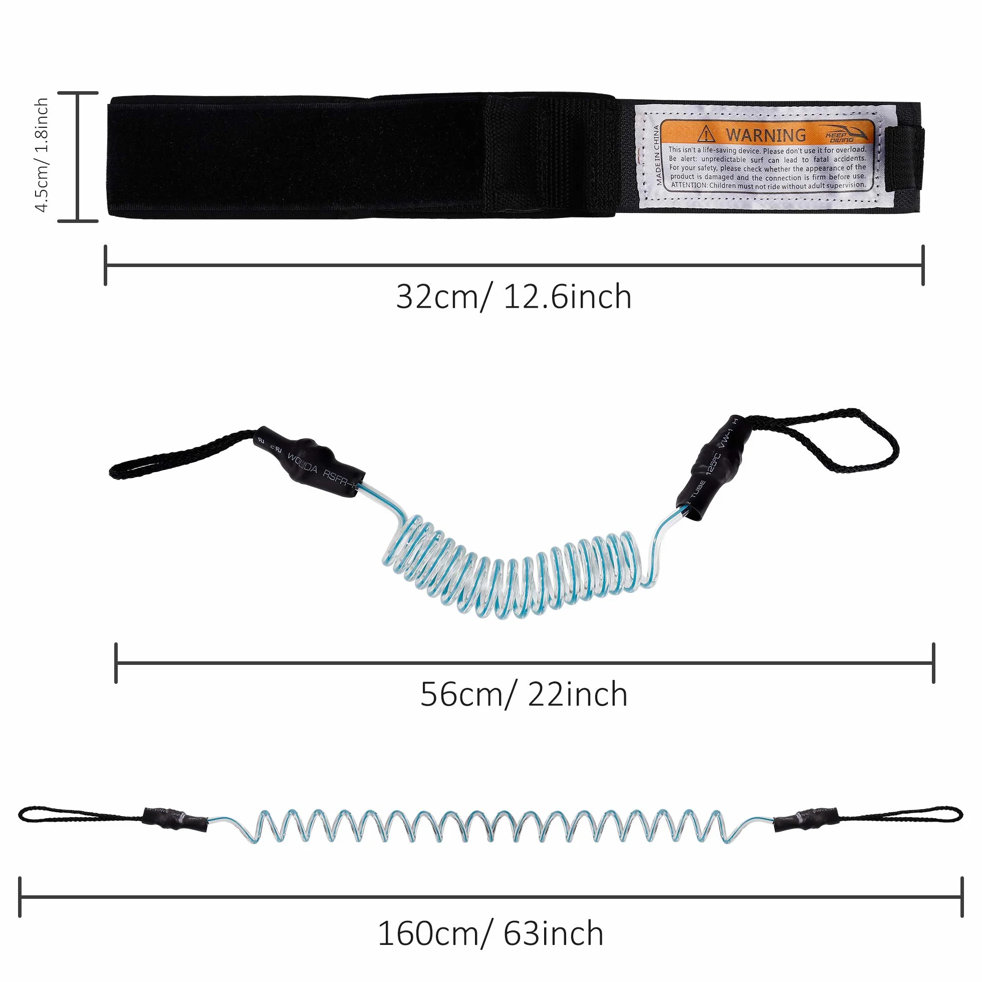Smycz do deski surfingowej, Paddleboard, Smycz na nadgarstek, 5 mm, 1,5 m, BodyBoard, Lina surfingowa, do deski SUP, niebieska