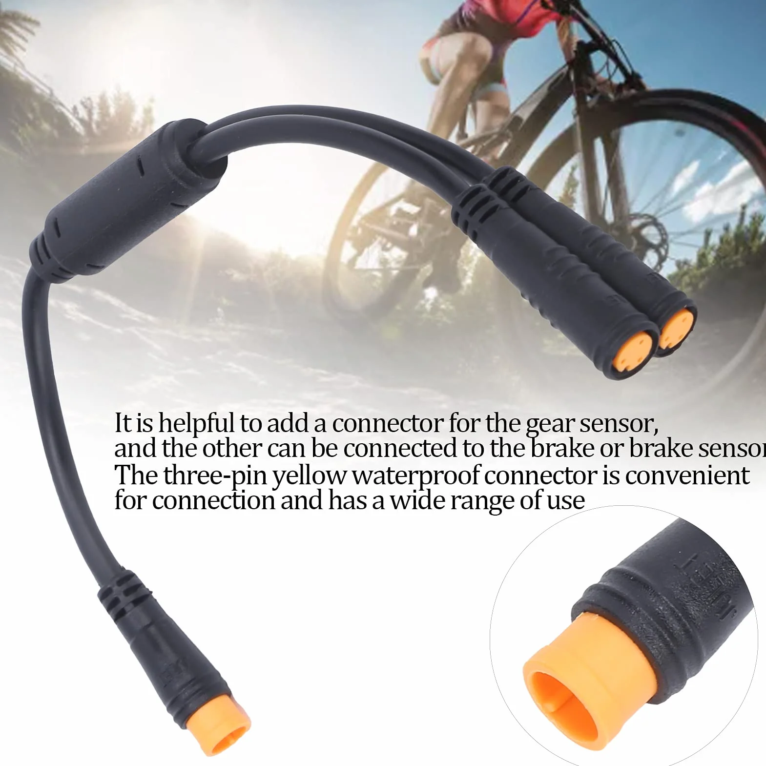 Kabel do Roweru Elektrycznego Wodoodporny Rozdzielacz Y Kabel 1 do 2 ze Złączem 3 Pinowym do Hamulca Czujnika Zmiany Biegów BBS01/BBS02/BBSHD