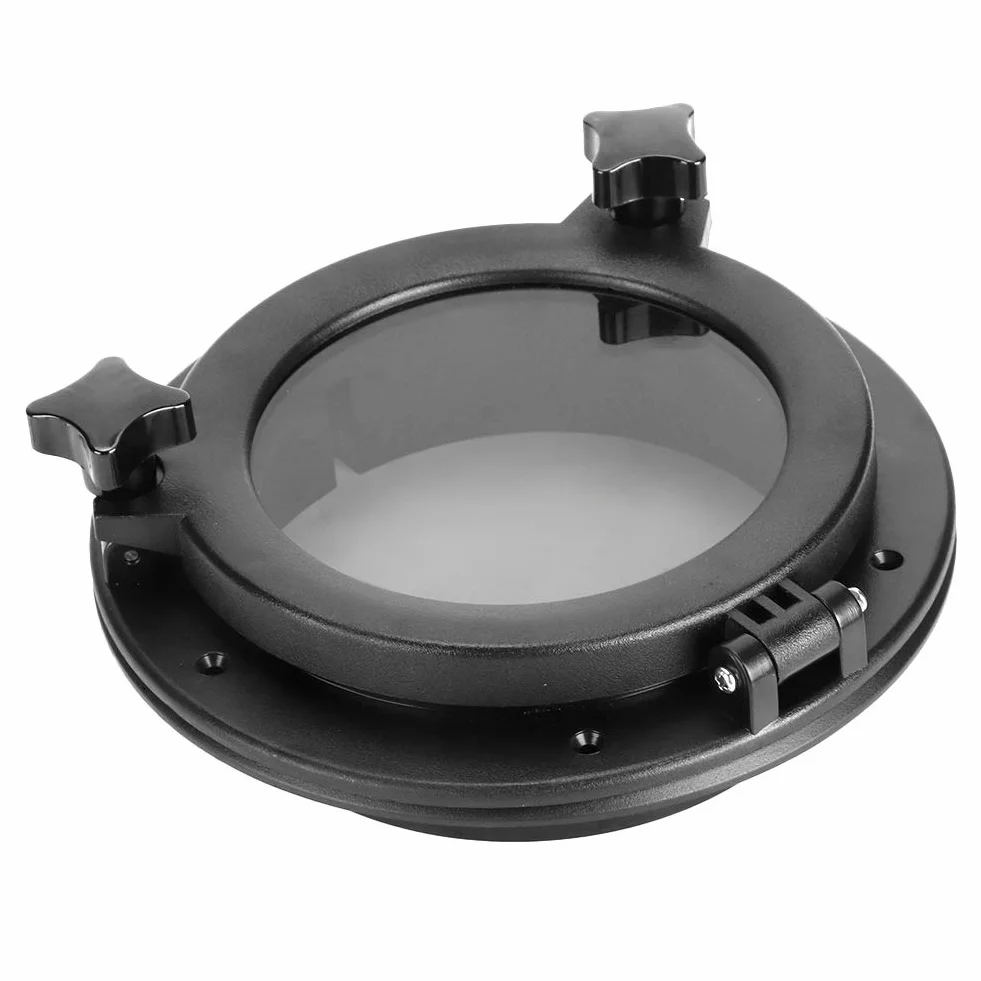Akozon Bulaj do łodzi 8 w jachtu, okrągłe otwarcie, do jachtu, do łodzi, bulaju, ze szkła hartowanego, 265 mm, biały, do przyczepy kempingowej, łodzi, jachtu, do okien łodzi, bulajów, szkła hartowanego
