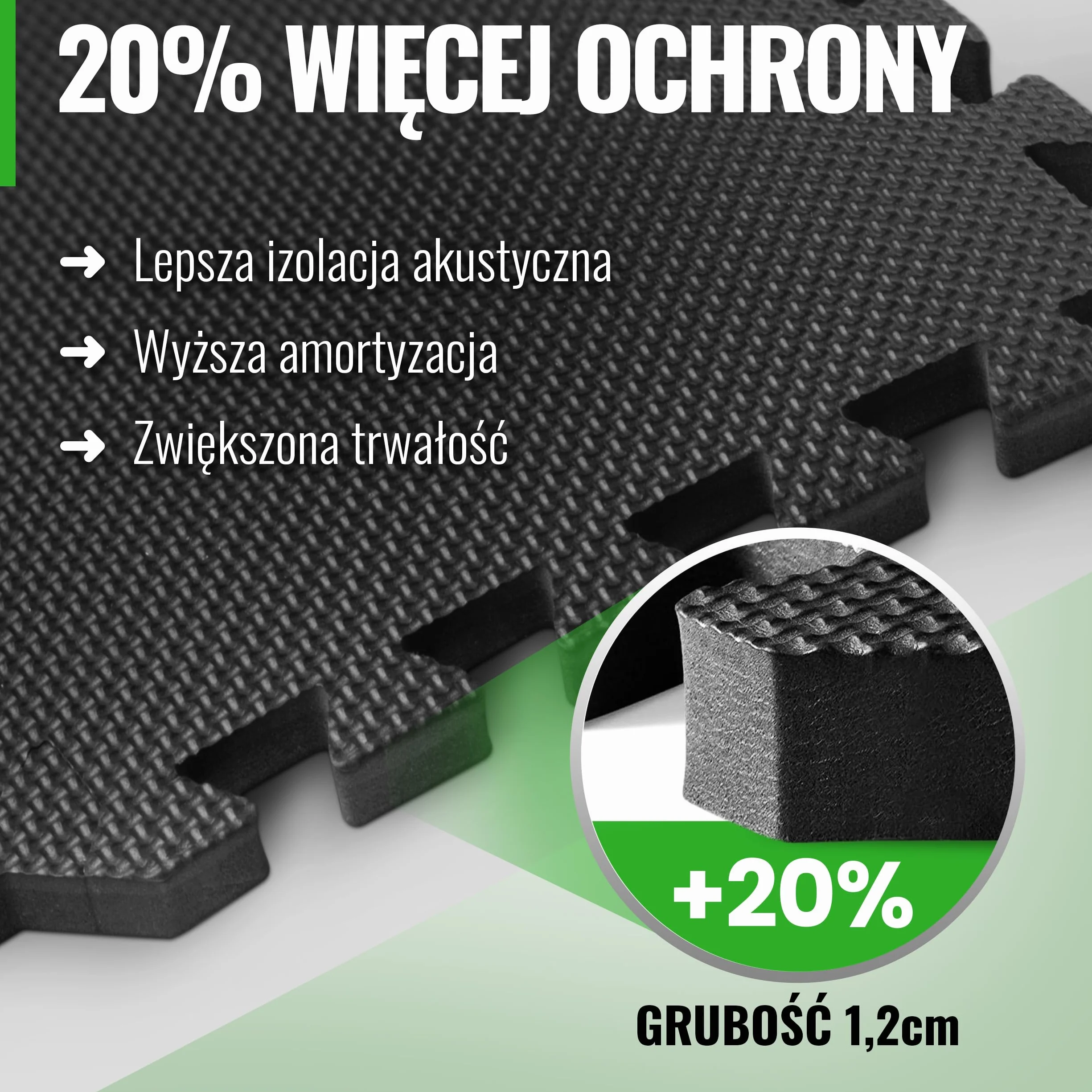 Athleticpro Mata Ochronna Kauczuk Czarny 31 x 31 cm