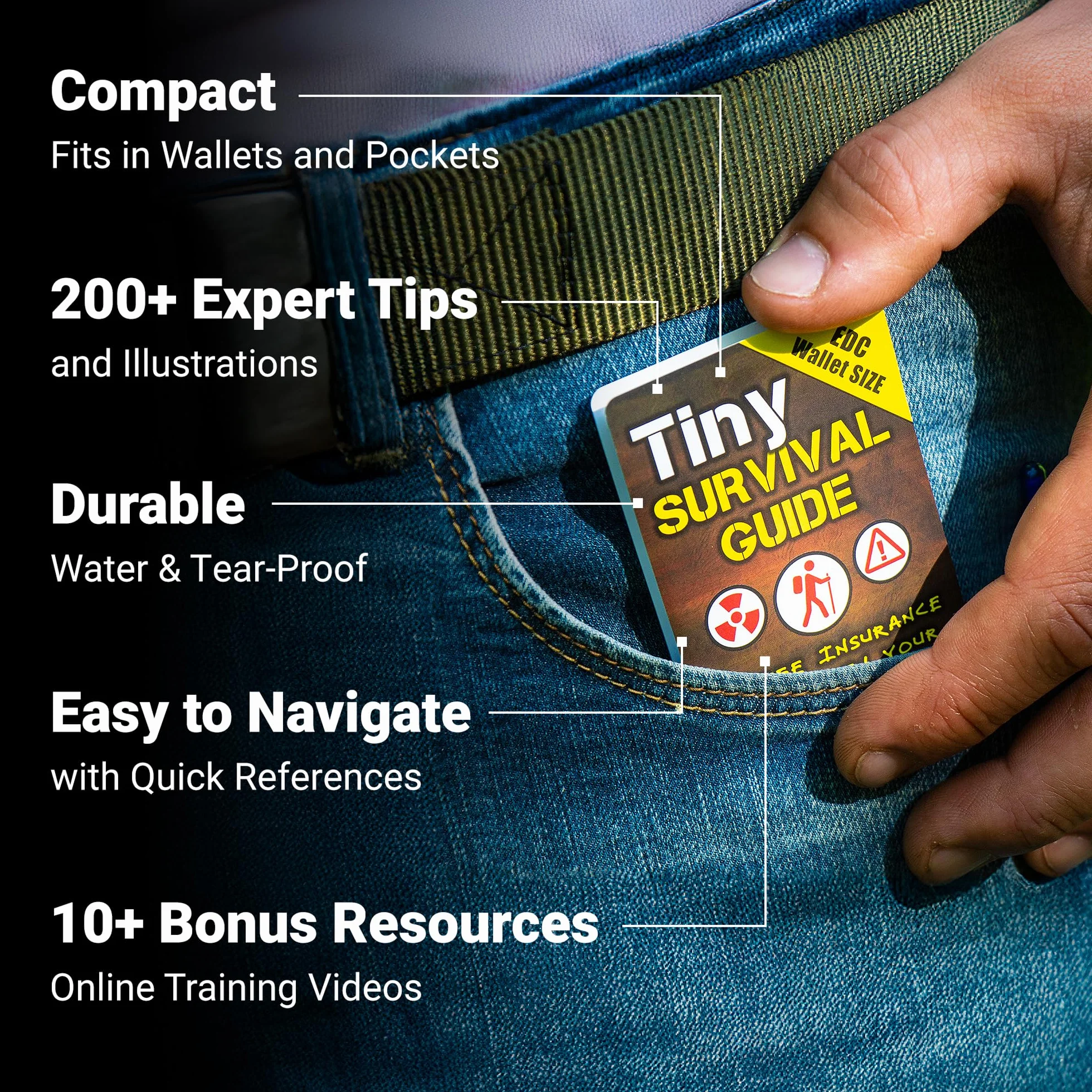 The Ultimate Survive Anything Tiny Survival Guide for Emergency Disaster Micro Guide First Aid Survival Pocket Handbook Łatwo mieści się w portfelu, etui na rękawiczki