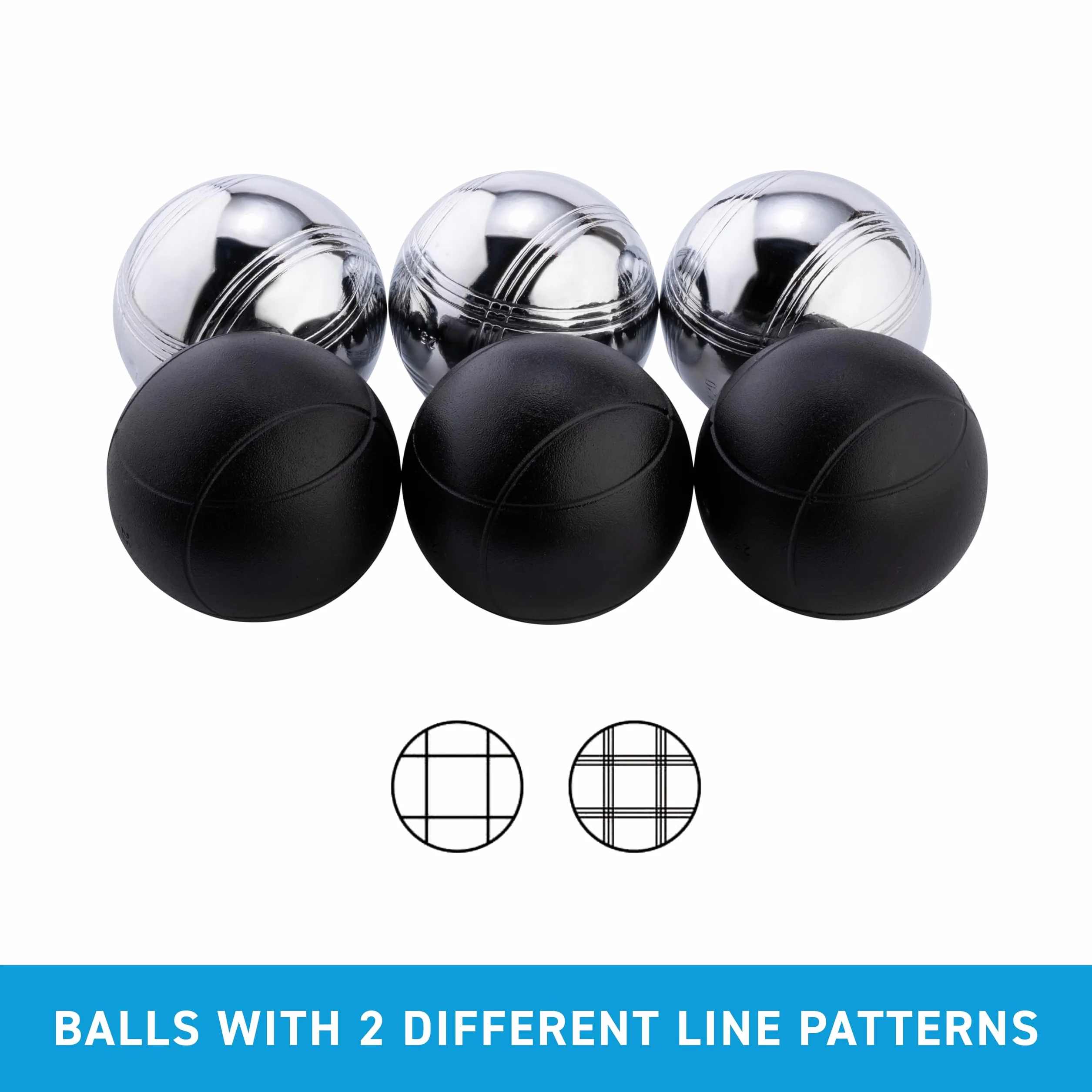Engelhart - 010207 - Gra w bule 2 x 3 czarne i szare - 74 mm - tripleta - gra pétanque - 6 bules pétanque, torba nylonowa, taśma miernicza, cochonnet - dla 2 graczy - od 6 lat