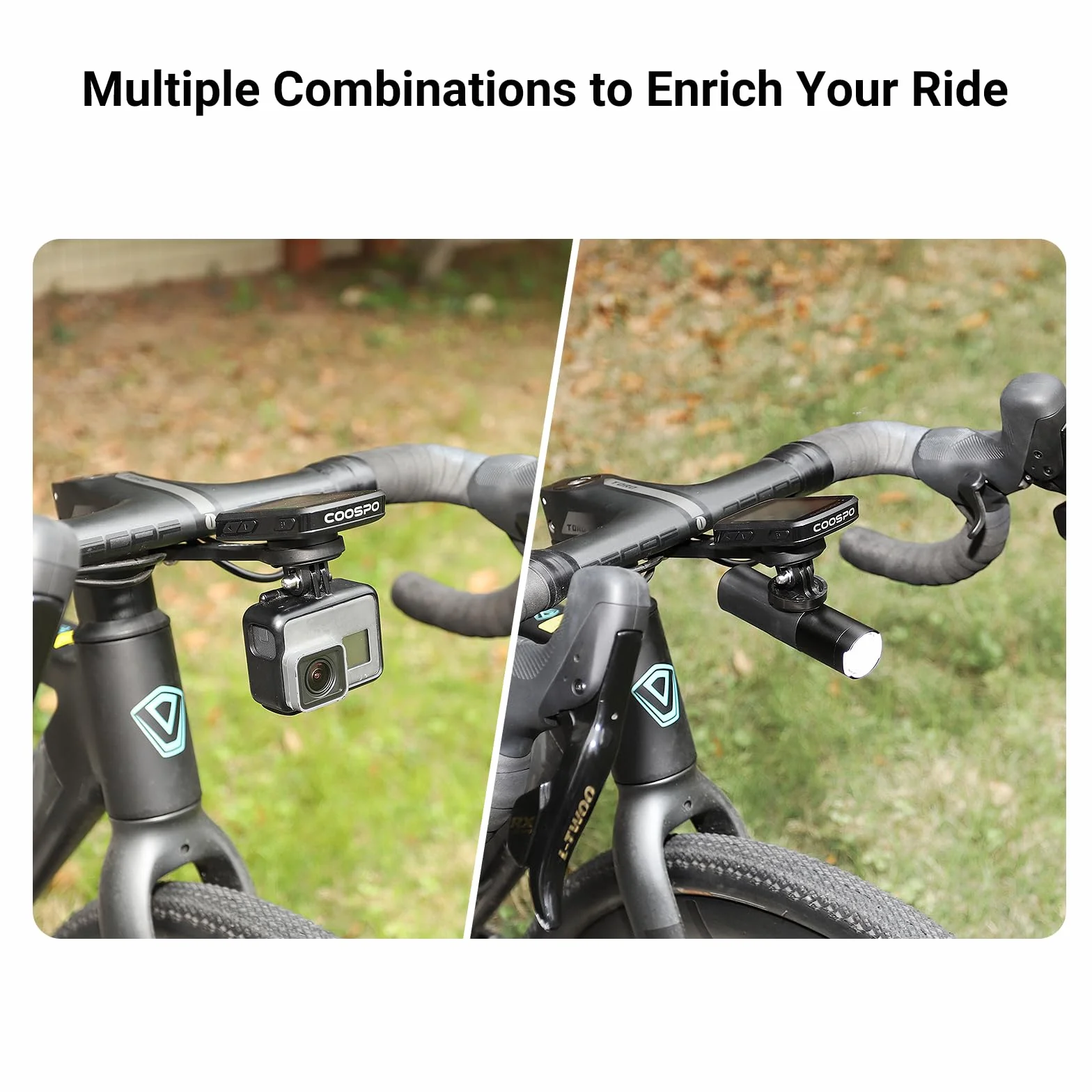 CooSpo Uchwyt na komputer rowerowy, szybkie mocowanie do komputera rowerowego Garmin, Wahoo, Bryton, kompatybilny z gopro, uchwyt rowerowy z przodu