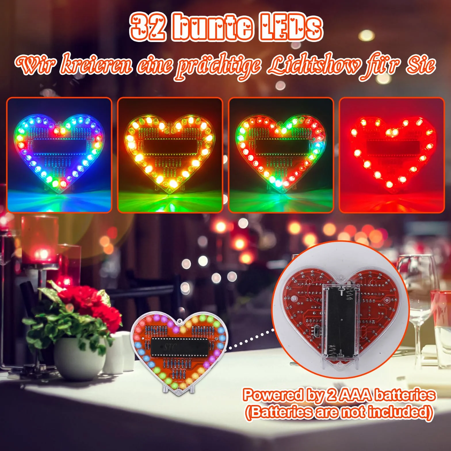 PEMENOL Zestaw lutowniczy RGB LED w kształcie serca SMT/SMD DIY do nauki lutowania