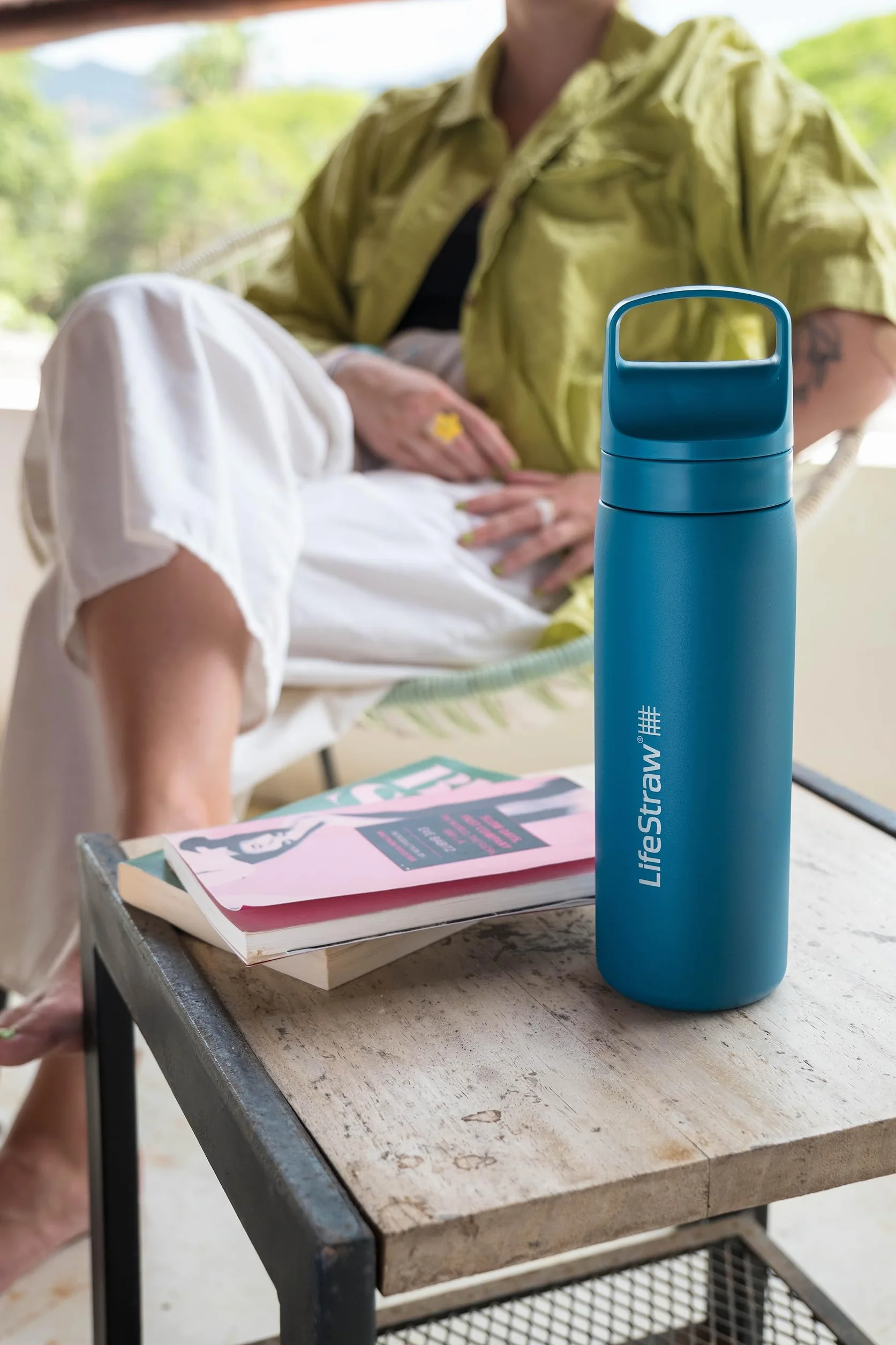 LifeStraw Seria Go butelka z filtrem do wody ze stali nierdzewnej z podwójną ścianką izolowana próżniowo Laguna Teal