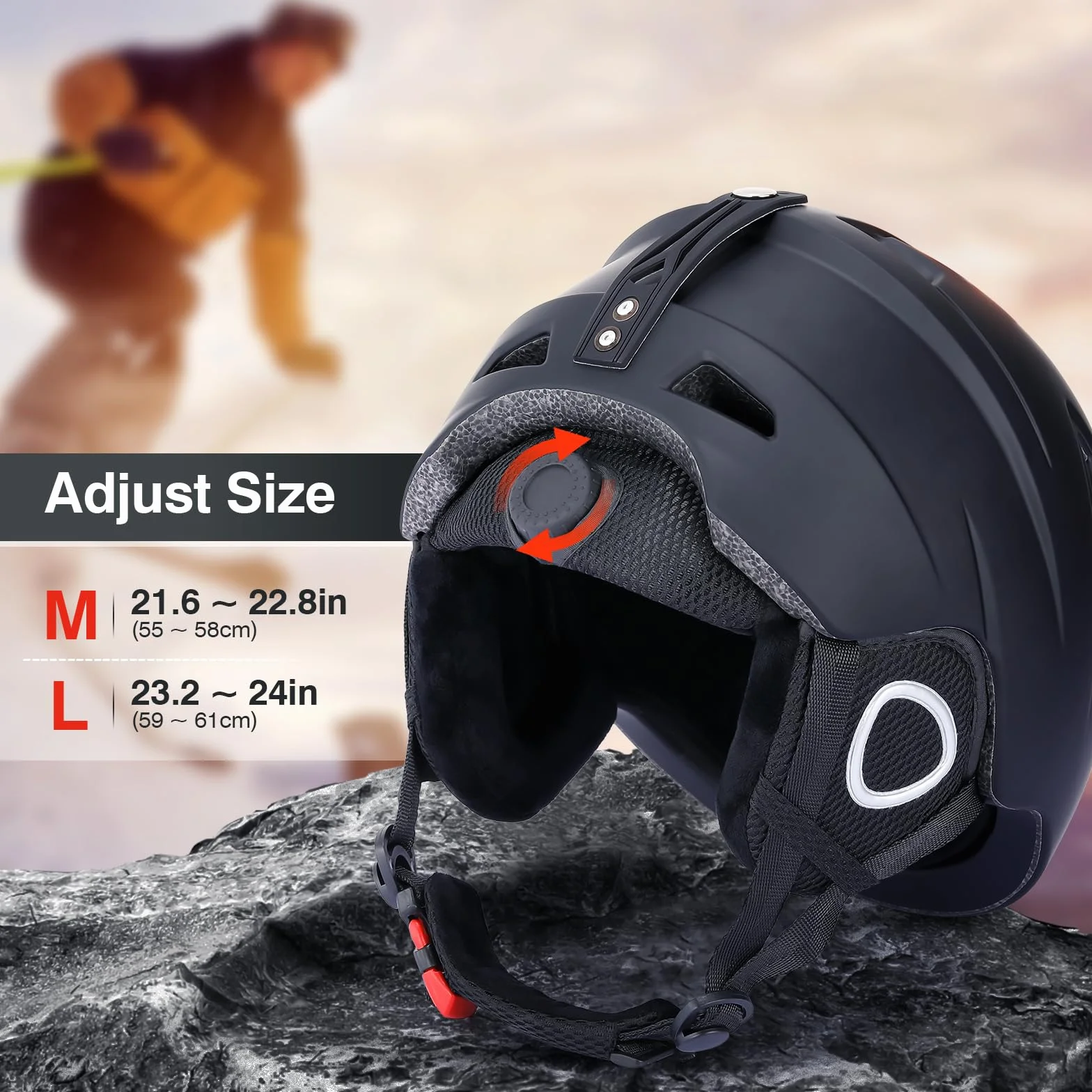 TOMSHOO Kask narciarski dla mężczyzn i kobiet, kask narciarski z wizjerem, kask narciarski unisex dla dorosłych