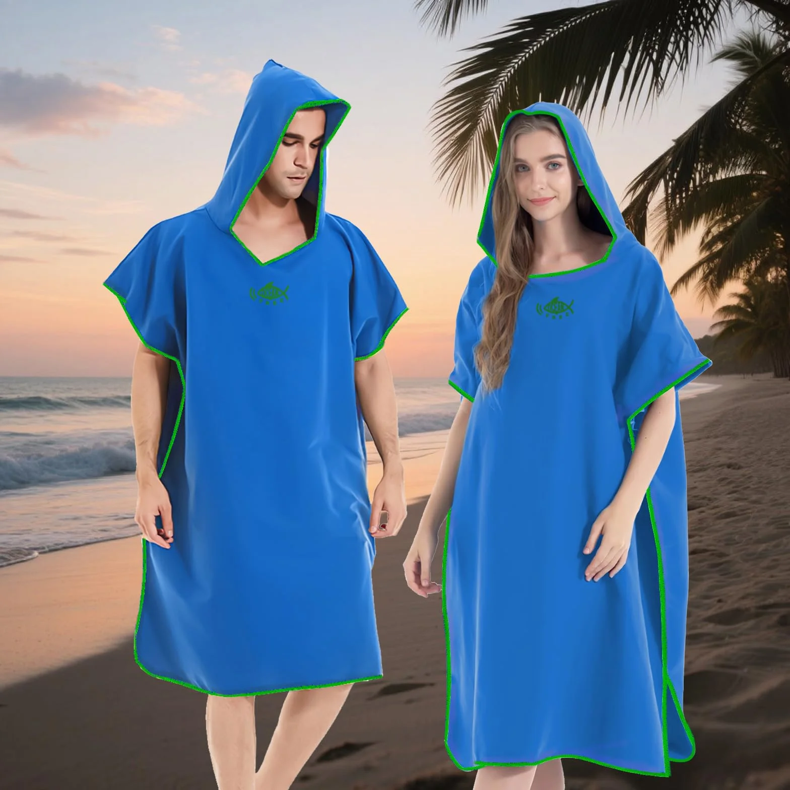 QKTYB Ponczo z kapturem ręcznik dla dorosłych do pływania na plaży surfingu, szybkoschnący lekki ręcznik do przewijania bardzo długi ręcznik z mikrofibry szlafrok uniwersalny rozmiar dla mężczyzn