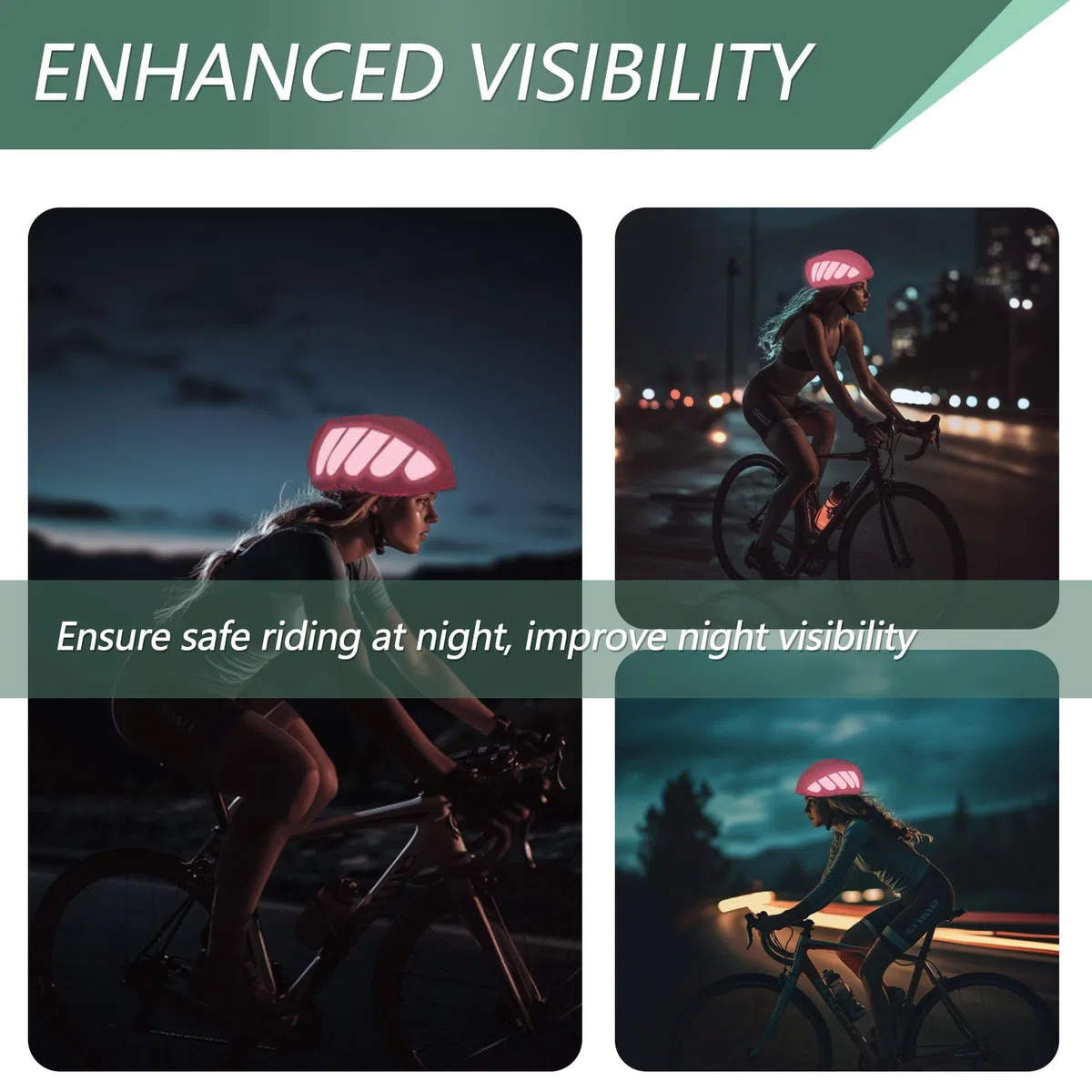Uniwersalny kask rowerowy, ochrona przed deszczem, odblaskowy kask rowerowy, osłona przeciwdeszczowa z odblaskiem, 2 elastyczne bransoletki rowerowe na noc, 2 szt