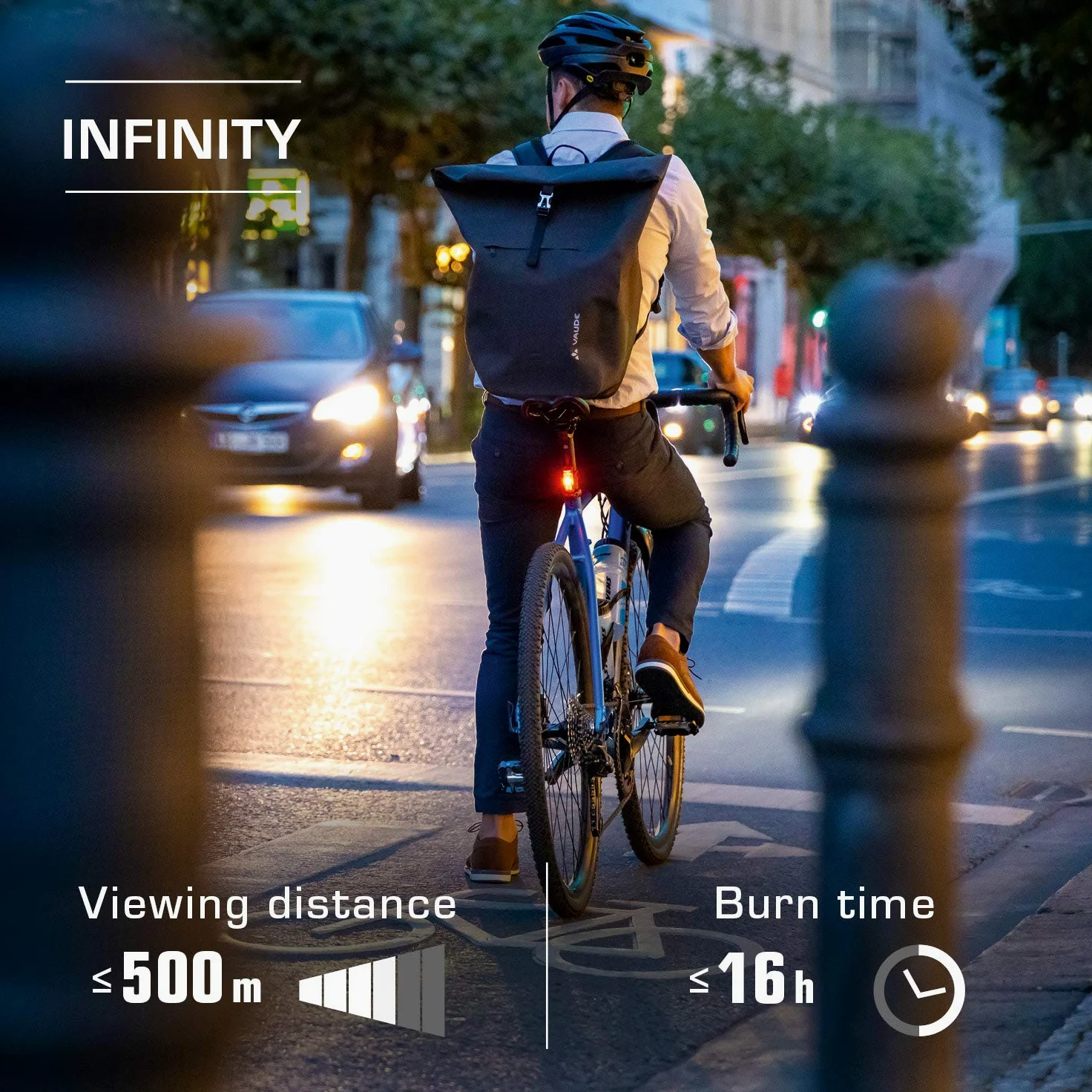 Zestaw oświetlenia rowerowego LED SIGMA AURA 60 i INFINITY | przednie i tylne światło zasilane bateryjnie | bryzgoszczelny zestaw oświetlenia rowerowego