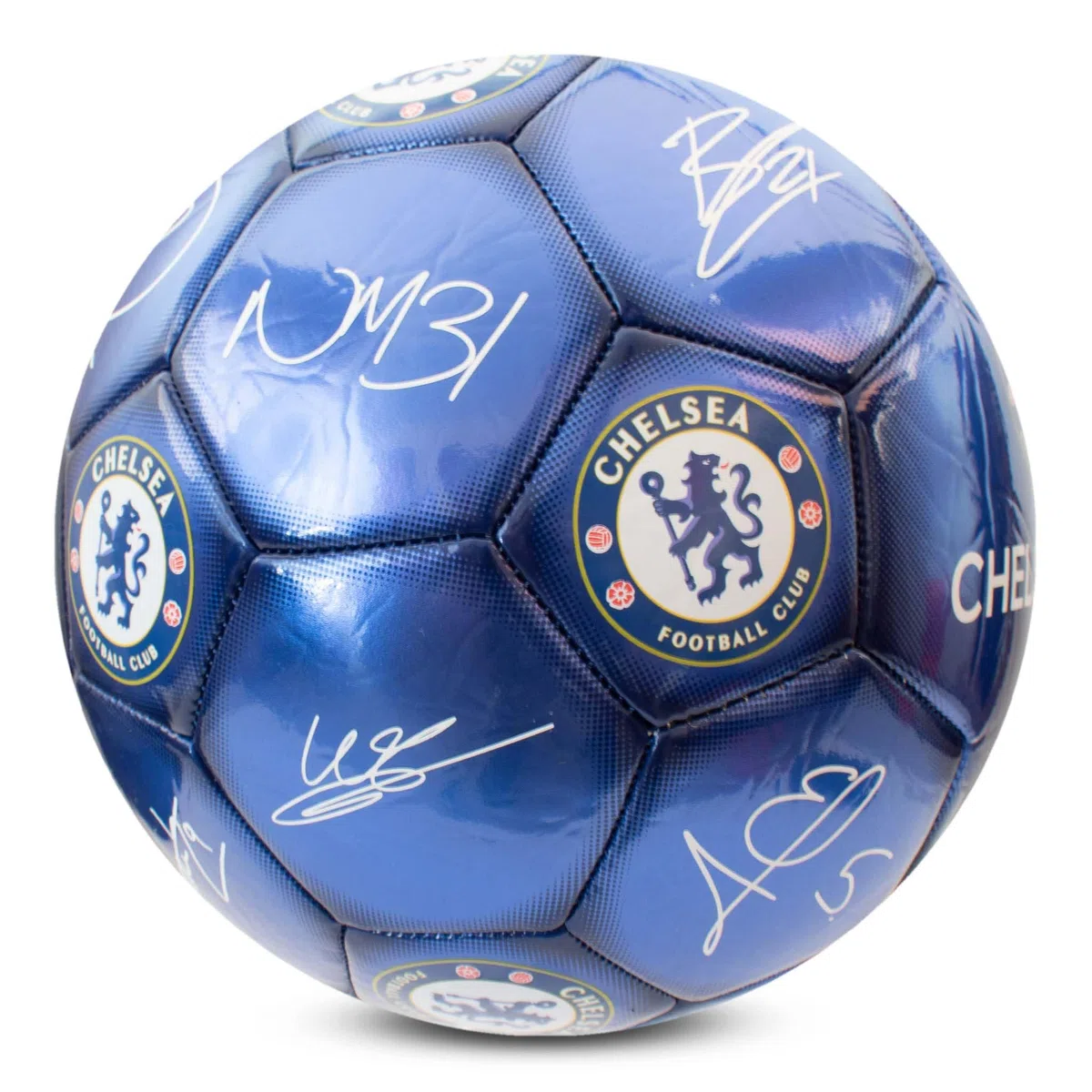 Hy-Pro Oficjalnie licencjonowana piłka nożna Chelsea F.C. Classic Signature, metaliczna, rozmiar 5, blues, trening, mecz, towar, kolekcjonerska dla dzieci i dorosłych, niebieska