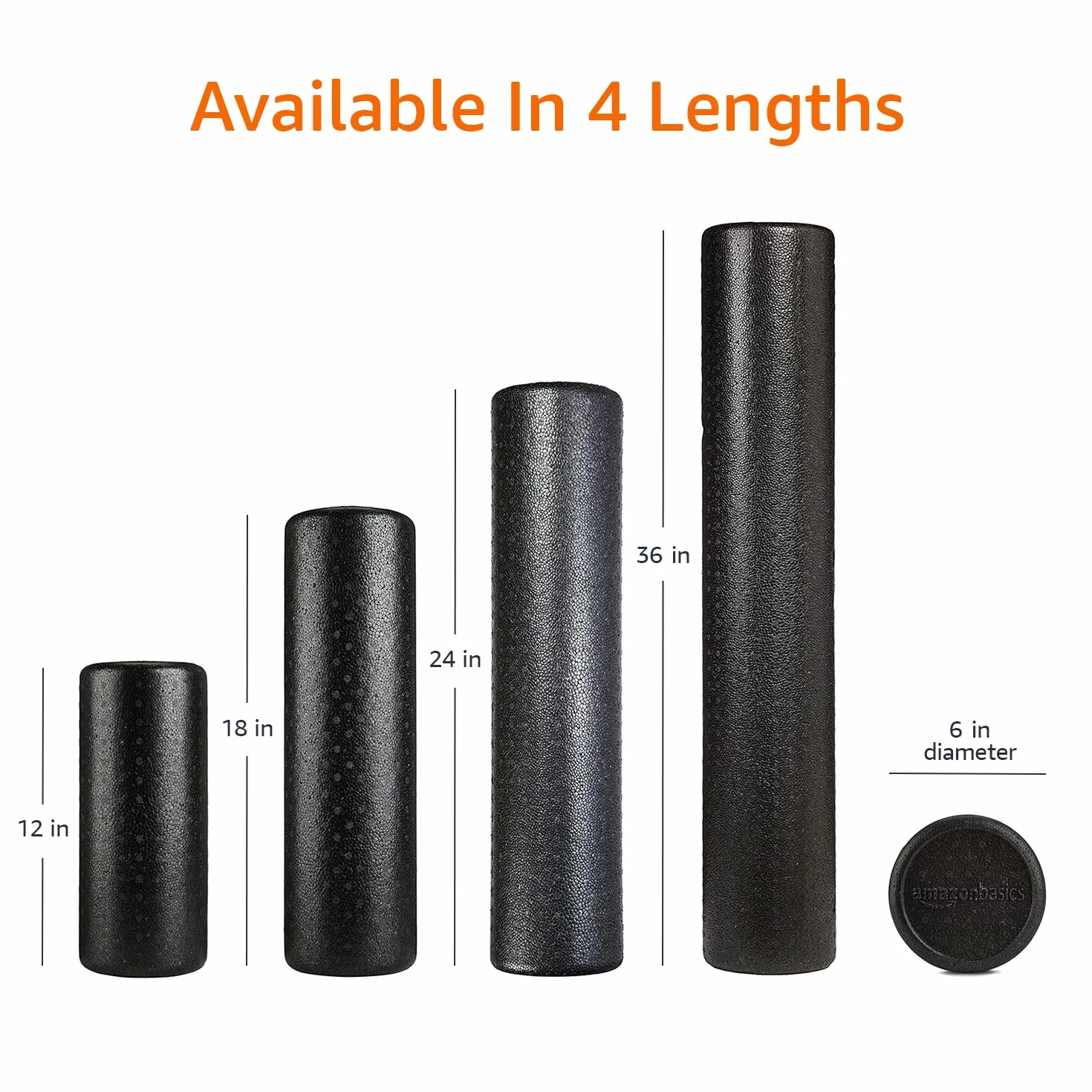 Amazon Basics Okrągły wałek z pianki o wysokiej gęstości, 90 cm, czarny