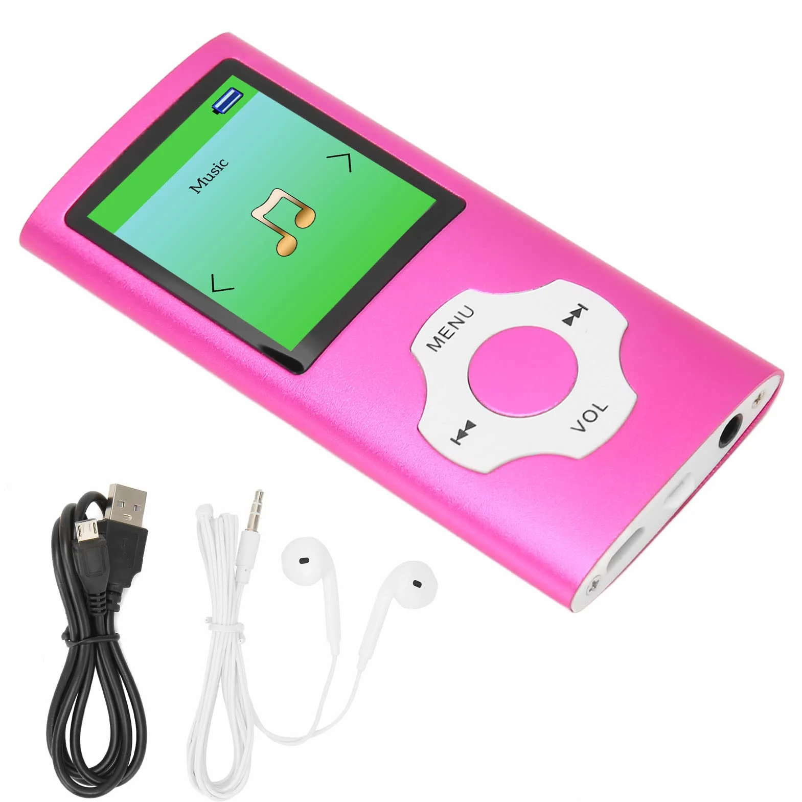 Odtwarzacz MP3 Przenośny Odtwarzacz Muzyczny, 1,8-calowy Ekran LCD Cyfrowy Odtwarzacz Audio Wsparcie Nagrywanie Radio FM Elektryczna Książka Przeglądanie zdjęć, Mini Odtwarzacz (Różowy)