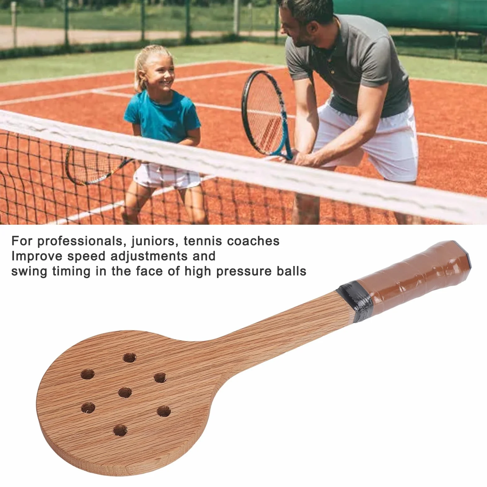 Łyżka Wskaźnikowa do Tenisa, Rakieta do Tenisa Pointer, łyżka do ćwiczeń z drewnianą huśtawką tenisową, Wskaźnik Ulepszenia Trenera Sweet Spot na Początek