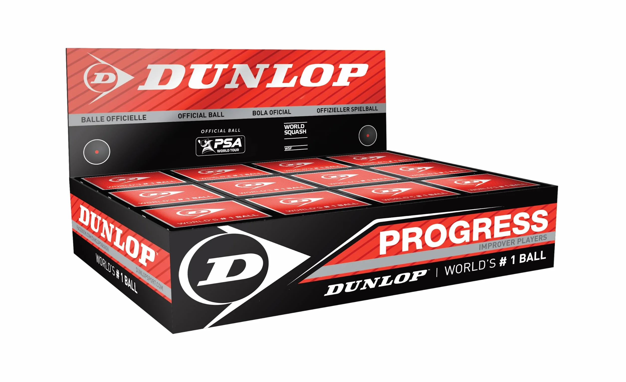 DUNLOP Piłki do squasha Progress czerwone 12 sztuk średnio-szybkie