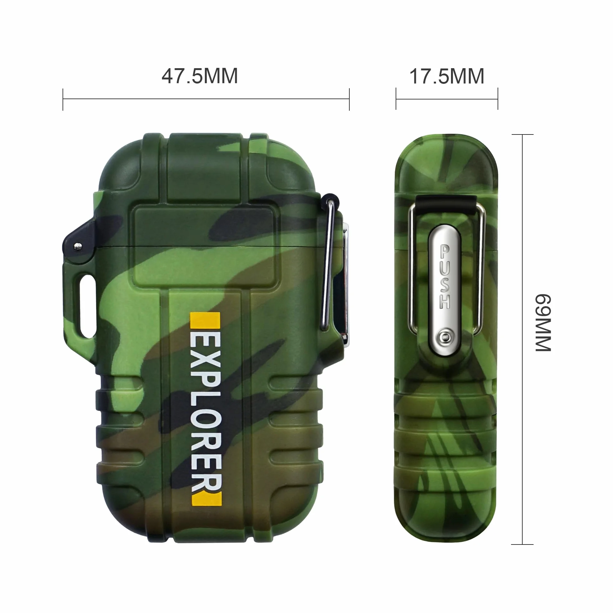 lafagiet Zapalniczka ładowana przez USB wodoodporna z podwójnym łukiem na kemping survival F13-Cmouflage