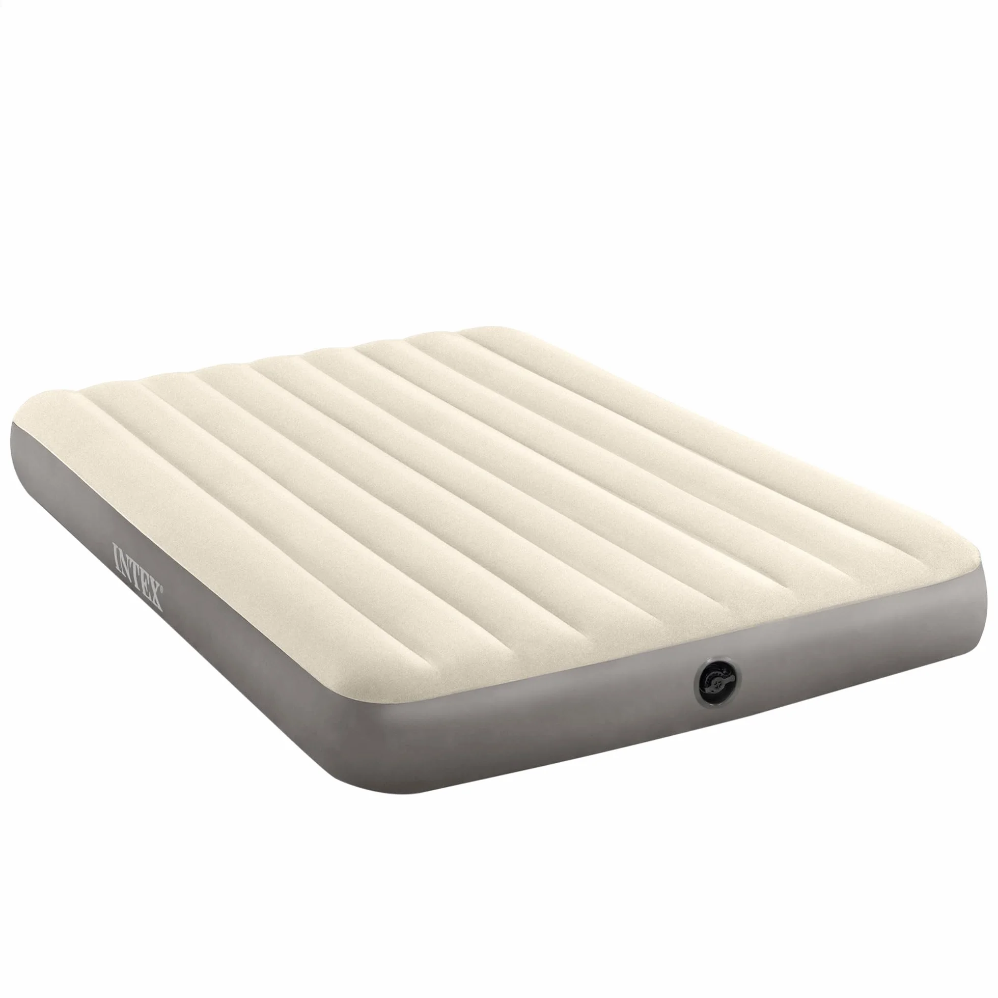 Intex Airbed Materasso Deluxe Classic Matrimoniale Dura Beam con Tecnologia Fiber Tech, Tinta Unita, Tortora/Grigio, 152 x 203 x 25 cm
