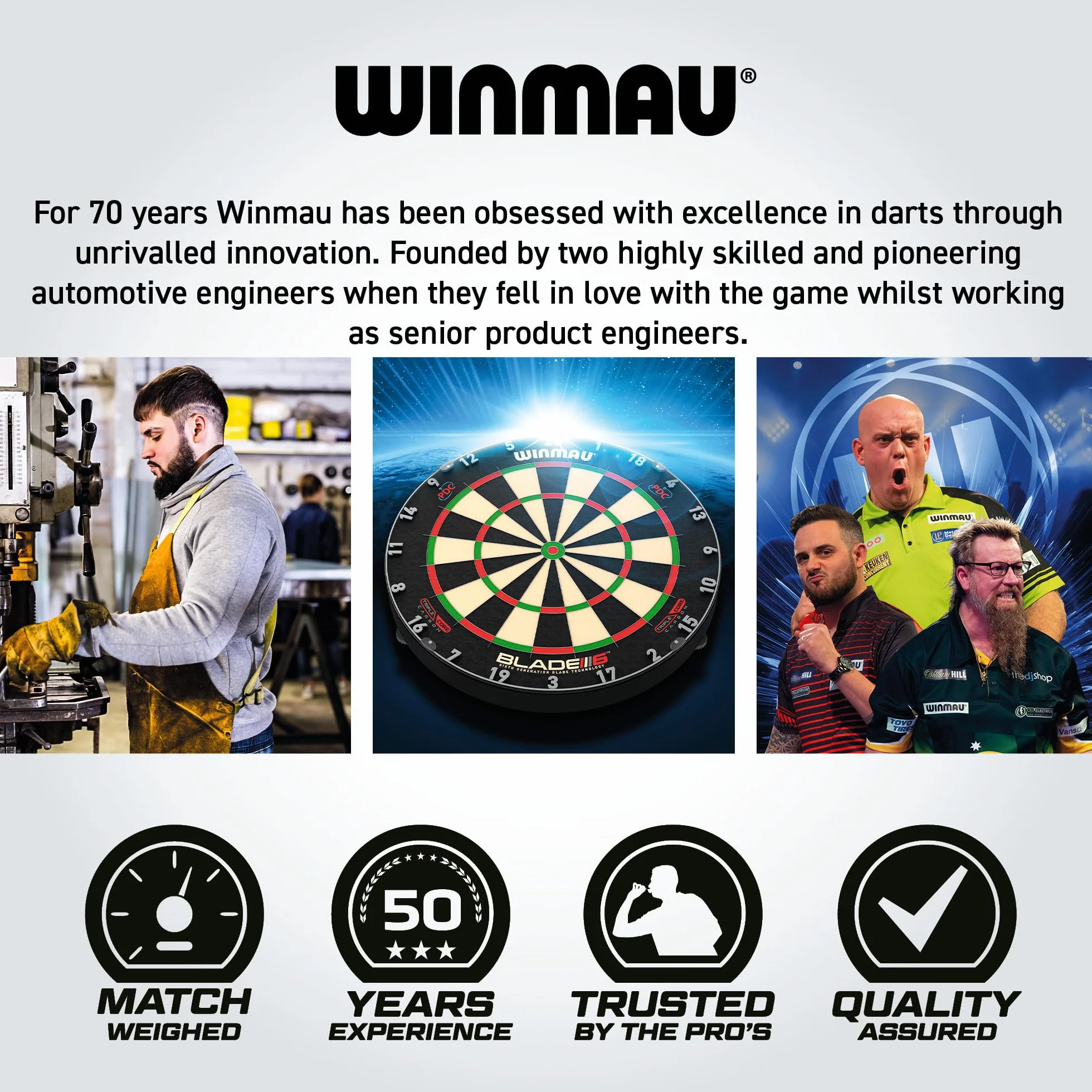 WINMAU Darts Fireball 22g Mosiężny Zestaw Rzutek ze stalowymi końcówkami, lotkami i trzonkami (szaftami) w tym portfel na rzutki