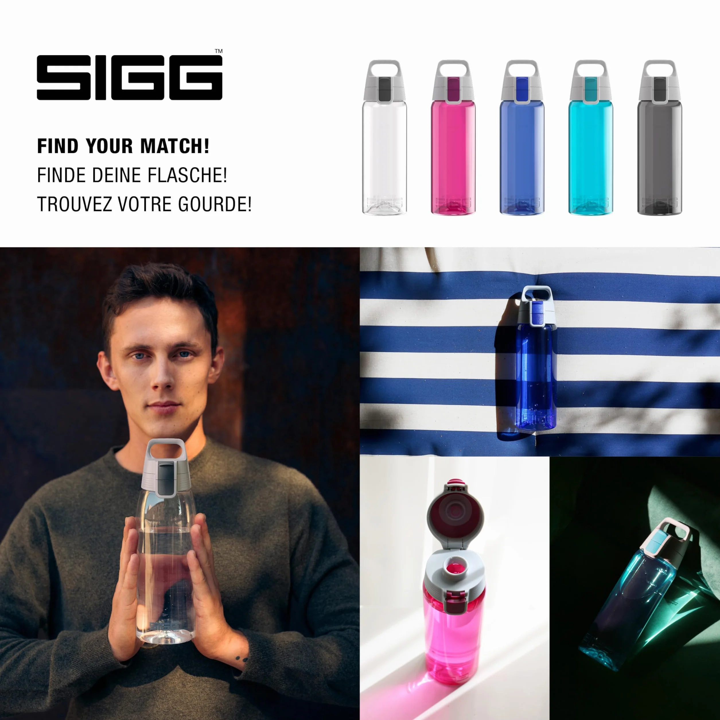 SIGG - Butelka na wodę Tritan - Total Color ONE - Nadaje się do napojów gazowanych - Można myć w zmywarce - Szczelny - Lekki jak piórko - Bez BPA - 0,6L