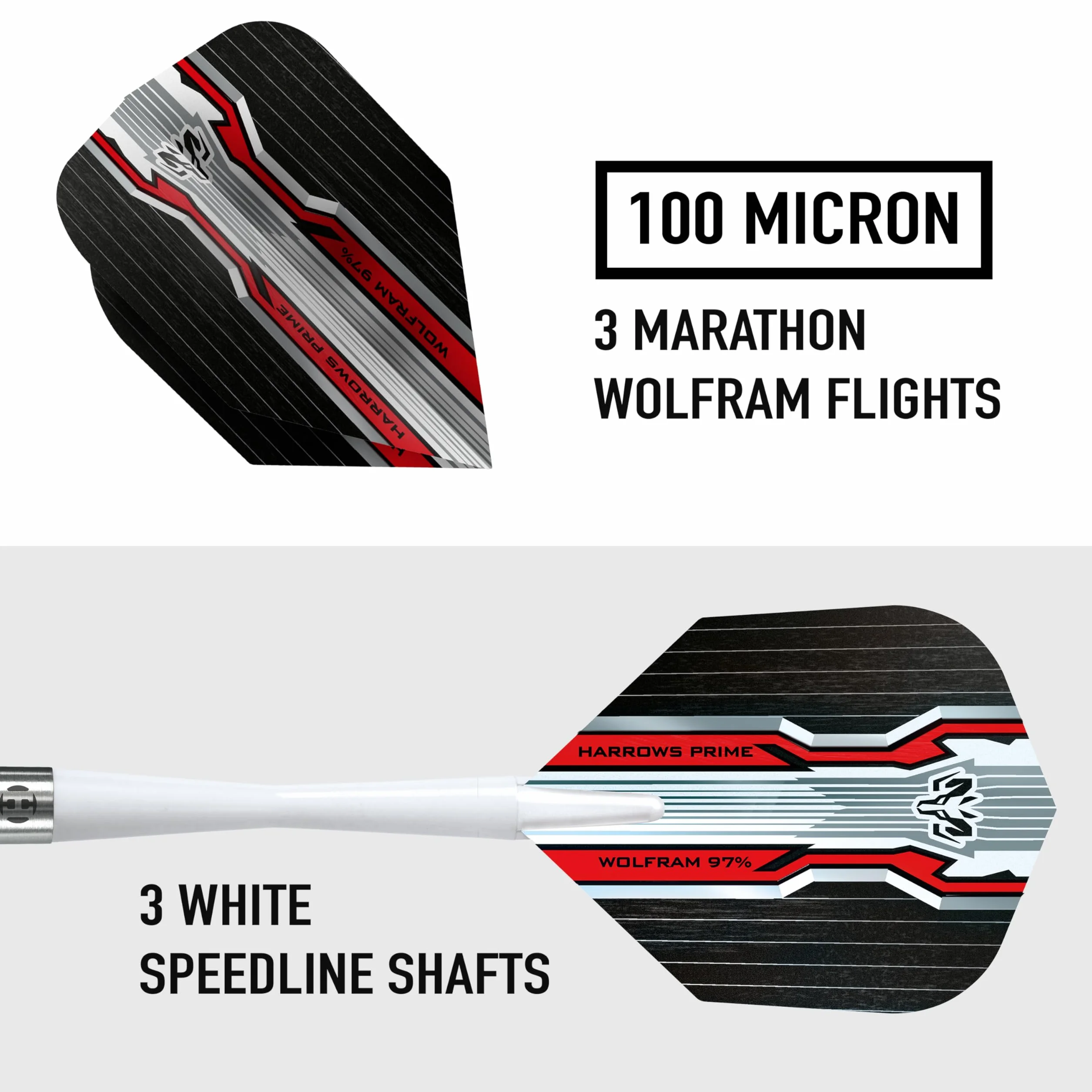 Harrows Wolfram 97% Zestaw lotek stal wolframowa 21-26 g z trzonkami Speedline Marathon i etui