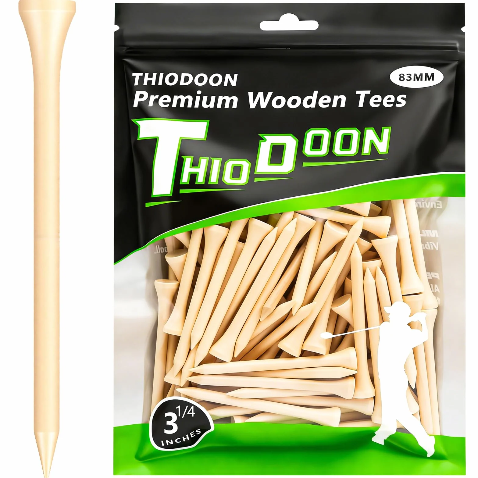 THIODOON Koszulki golfowe profesjonalne koszulki golfowe z naturalnego drewna, 100 sztuk, koszulki golfowe, wiele kolorów, rozmiar 3-1/10.2 cm, 2-3/10.2 cm lub 2-1/20.3 cm, wysokie koszulki golfowe