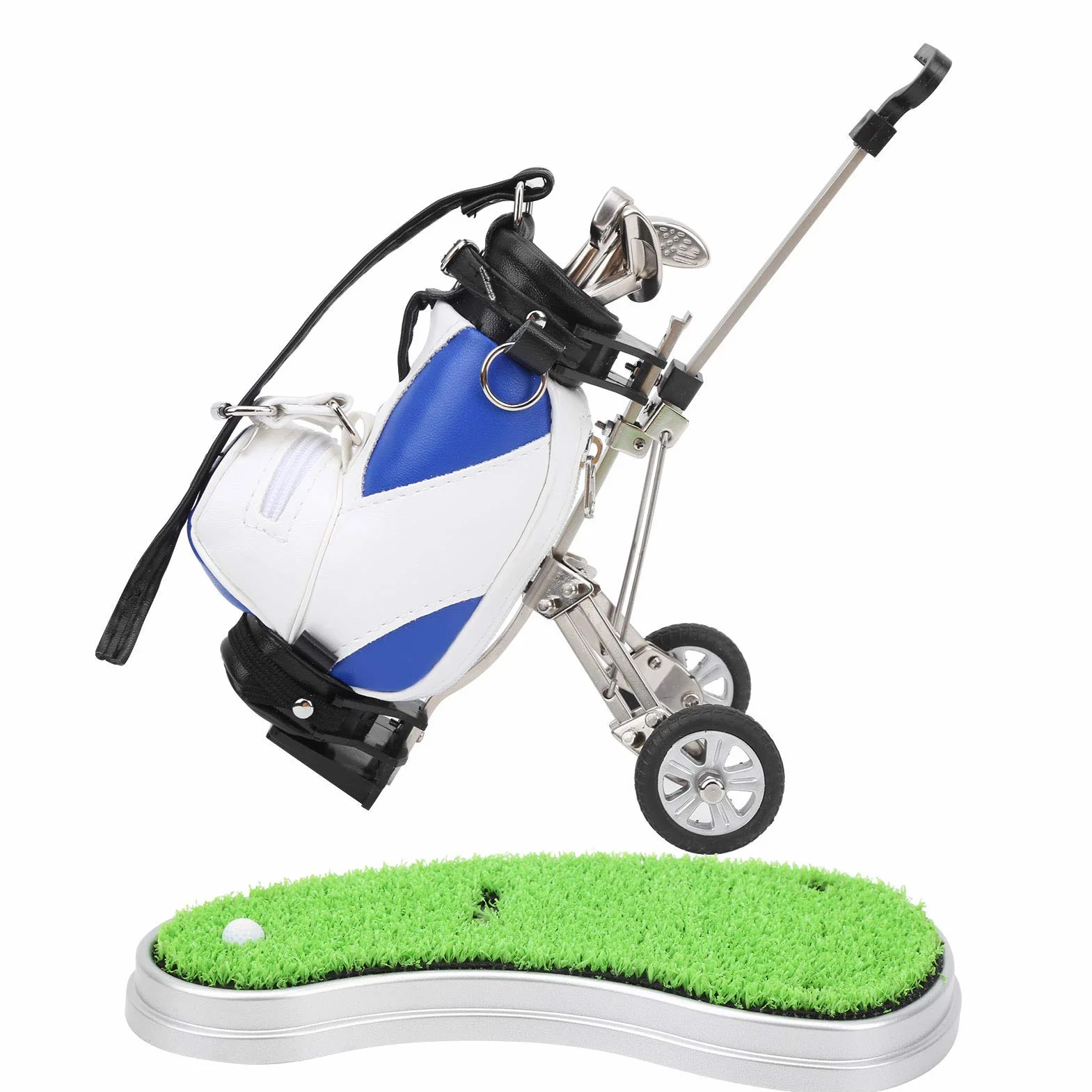 Zestaw długopisów golfowych na biurko do gry w golfa z 3 długopisami kulkowymi i mini torbą ze stopu torba na długopisy golfowe z podstawowymi pamiątkami golfowymi