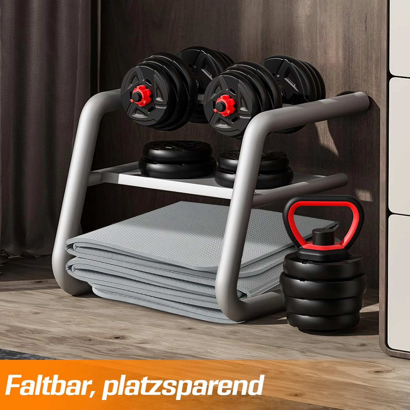 Mata ochronna na podłogę, sprzęt fitness, składana mata do bieżni, 150 x 61 cm, mata treningowa z termoplastycznego elastomeru poliestrowego 8 mm, antypoślizgowa, neutralna zapachowa, amortyzująca