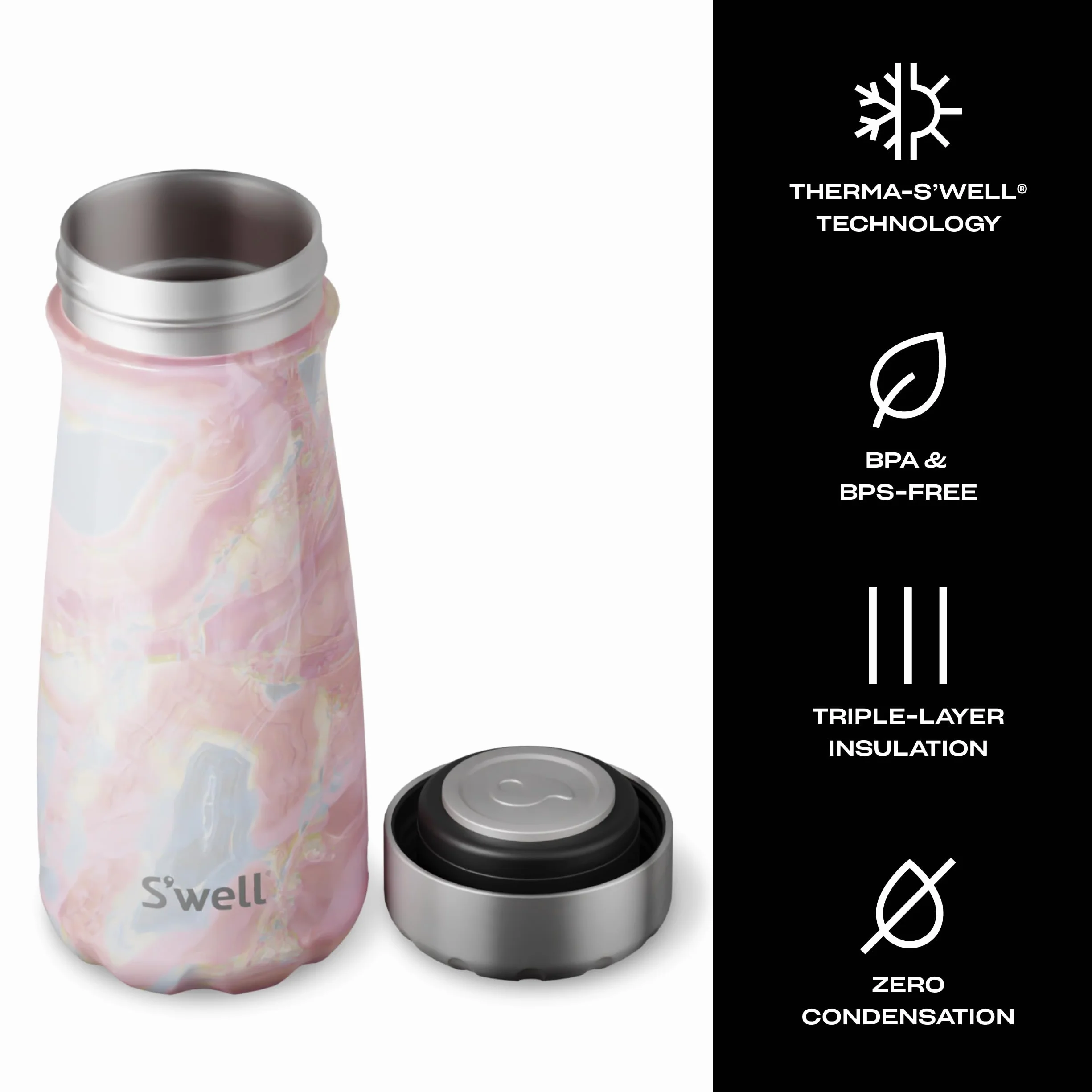 S'well 10316-B18-14265 geode Rose Traveler, stal nierdzewna