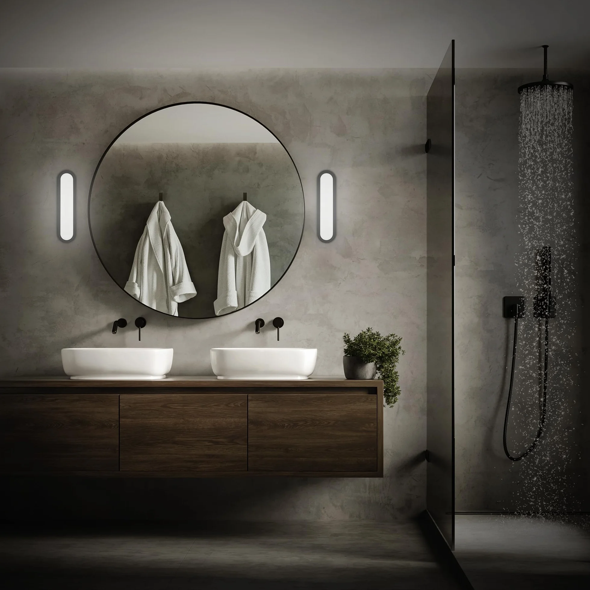 BRILONER Lustro łazienkowe LED IP44 35x9x4 cm czarny