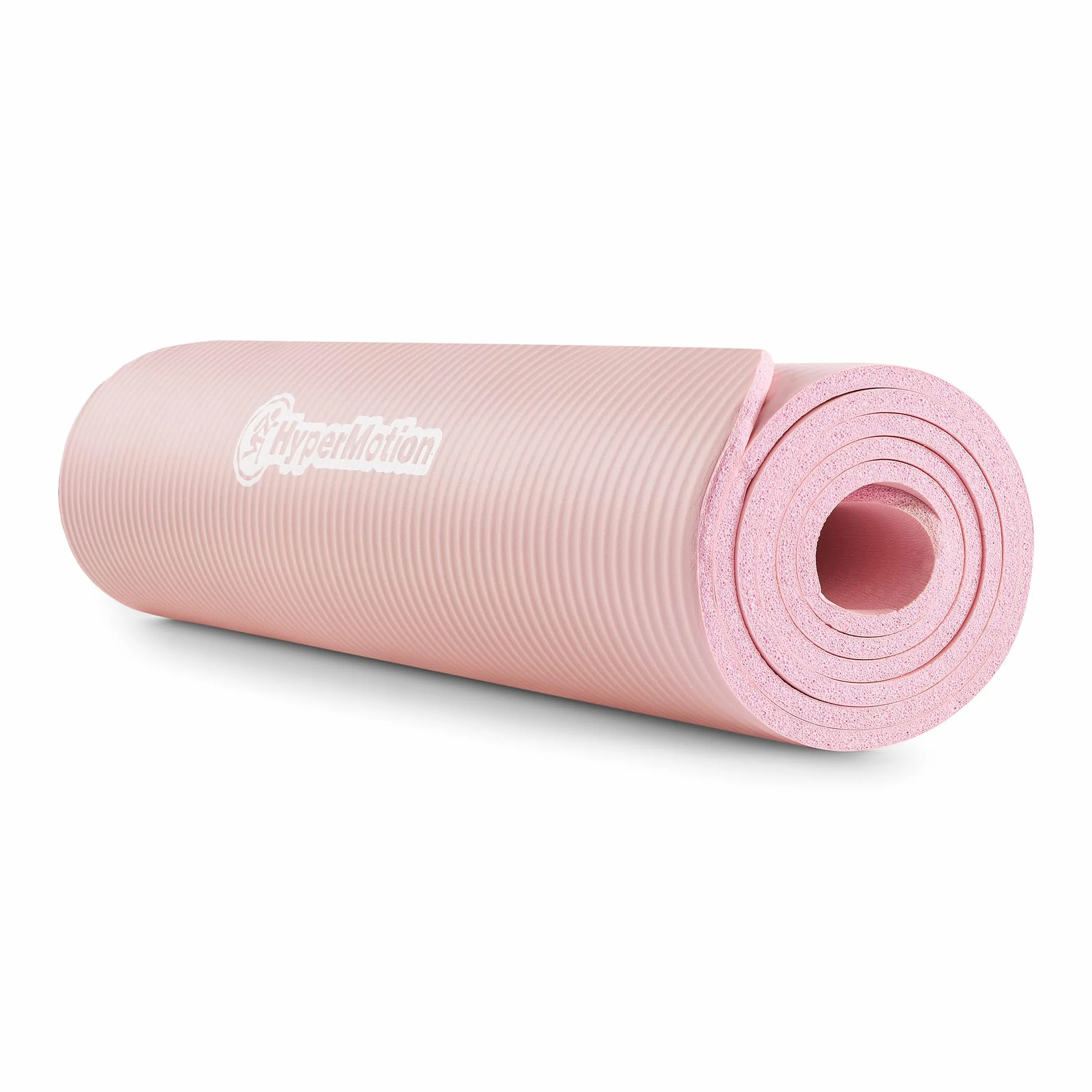 HyperMotion Mata do Ćwiczeń Fitness i Jogi NBR 183x61x0,8 cm Różowa, Antypoślizgowa, 8 mm, z Paskiem do Ćwiczeń i Przenoszenia, do Jogi, Pilatesu i Stretchingu