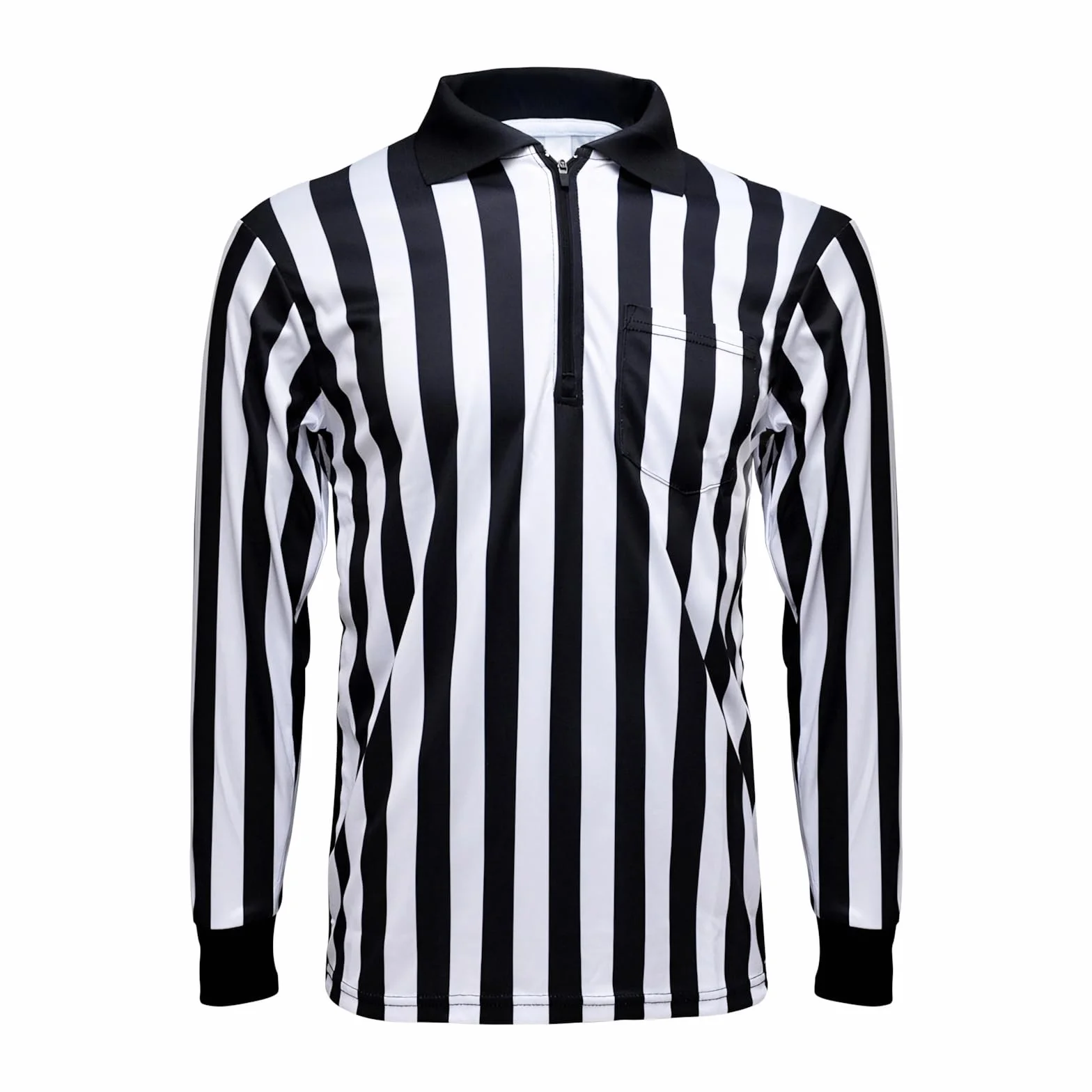 TopTie Męska oficjalna koszulka sędziowca z długim rękawem, czarno-białe paski, koszulka Pro-Style Ref Umpire