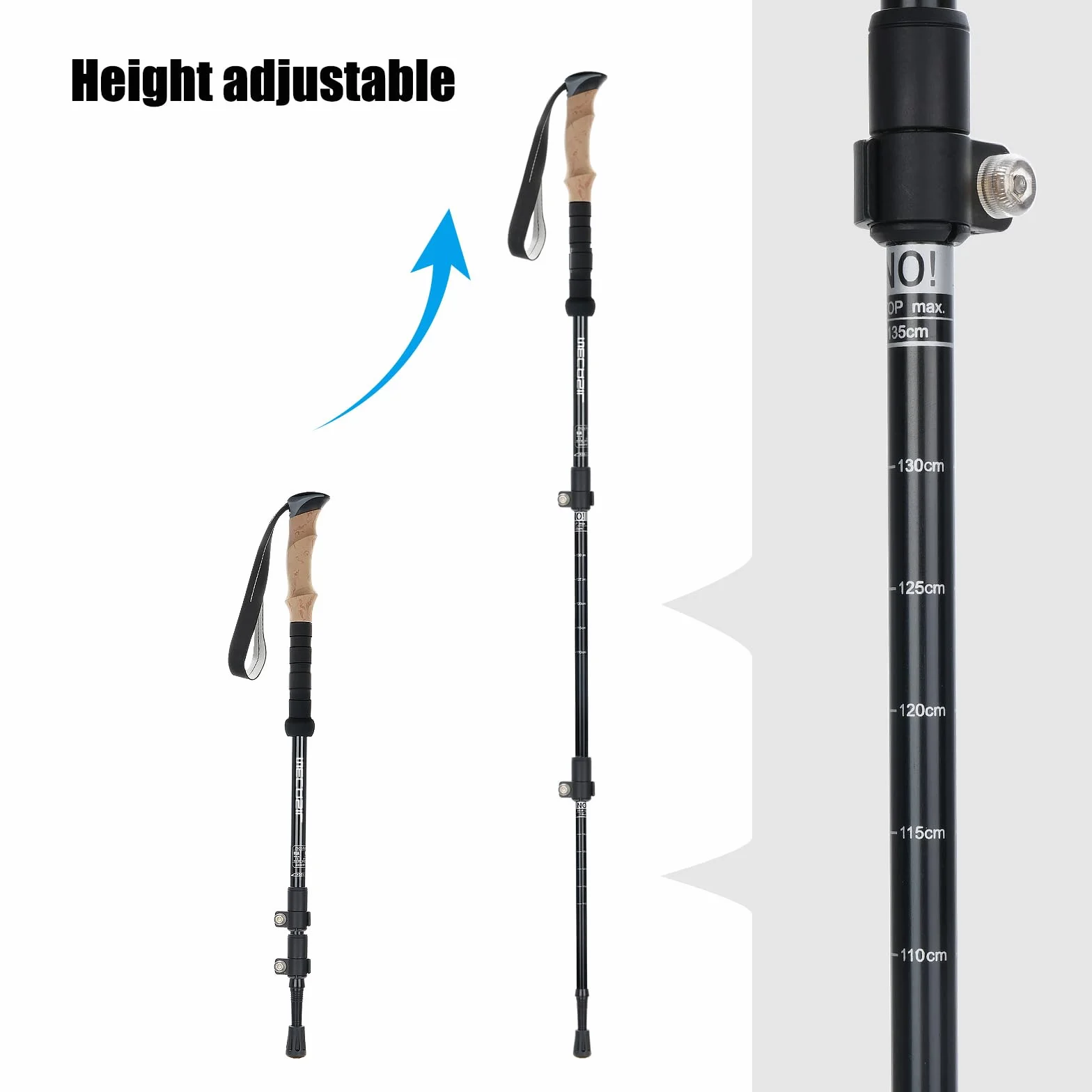 Kijki trekkingowe składane regulowane 110-135 cm dla mężczyzn i kobiet