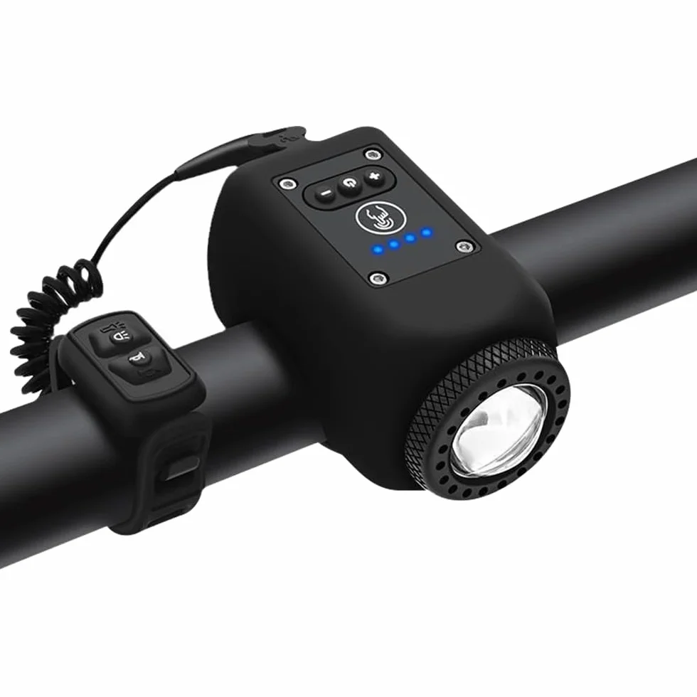 Dzwonek rowerowy elektroniczny 2-w-1 ładowany USB latarka rowerowa 6 trybów głośny alarm 110db wodoodporny IPX5
