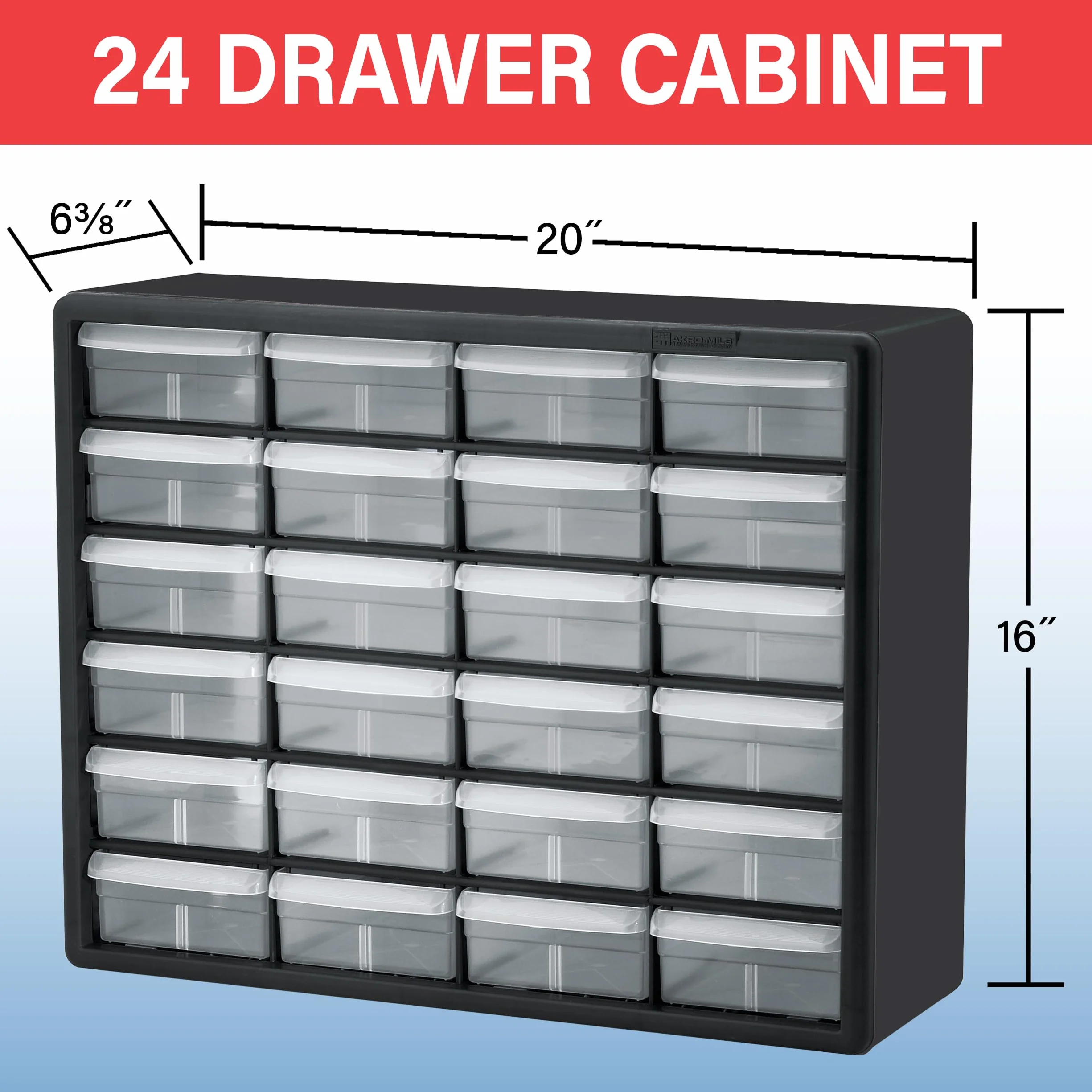 Akro-Mils 10124 Plastikowa szafka do przechowywania narzędzi, czarna, 20 x 6 x 16 cali