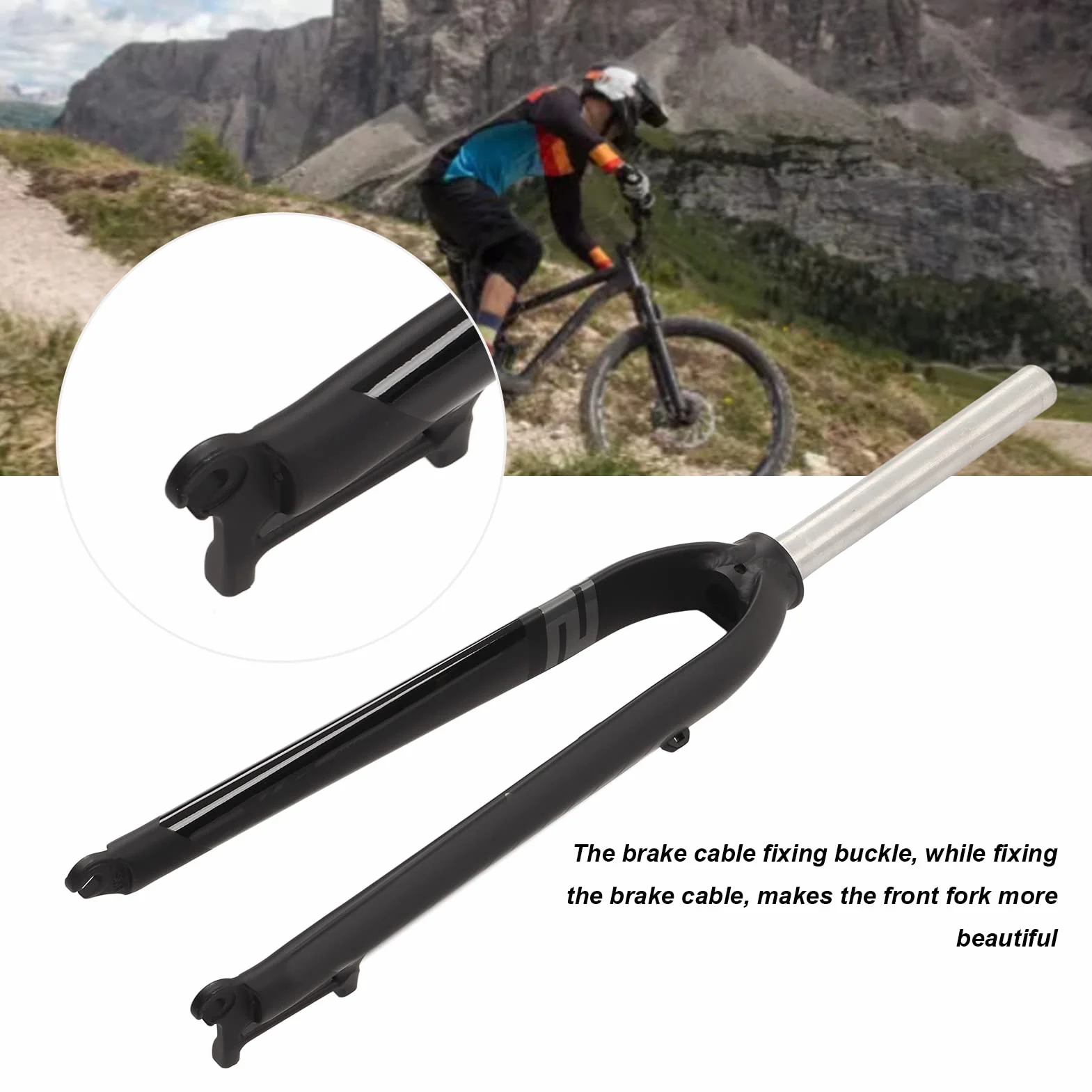 Rower Górski Sztywny Widelec 26/27. 5/29 Cali Rower Górski Twardy Widelec Stop Aluminium Rower Mtb Przedni Widelec Amortyzowany(Czarno szary)