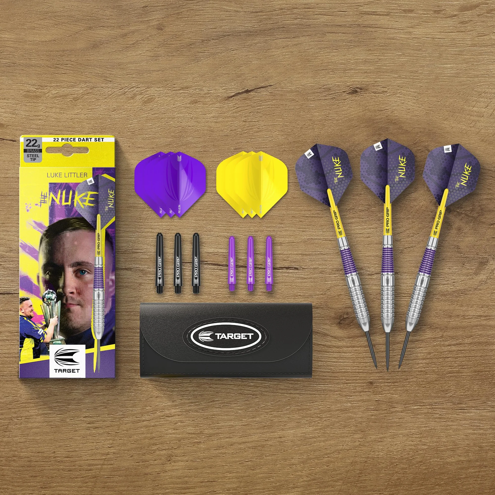 Target Darts Luke Littler Brass 22g Steel Tip Dart Set The Nuke Player Edition
