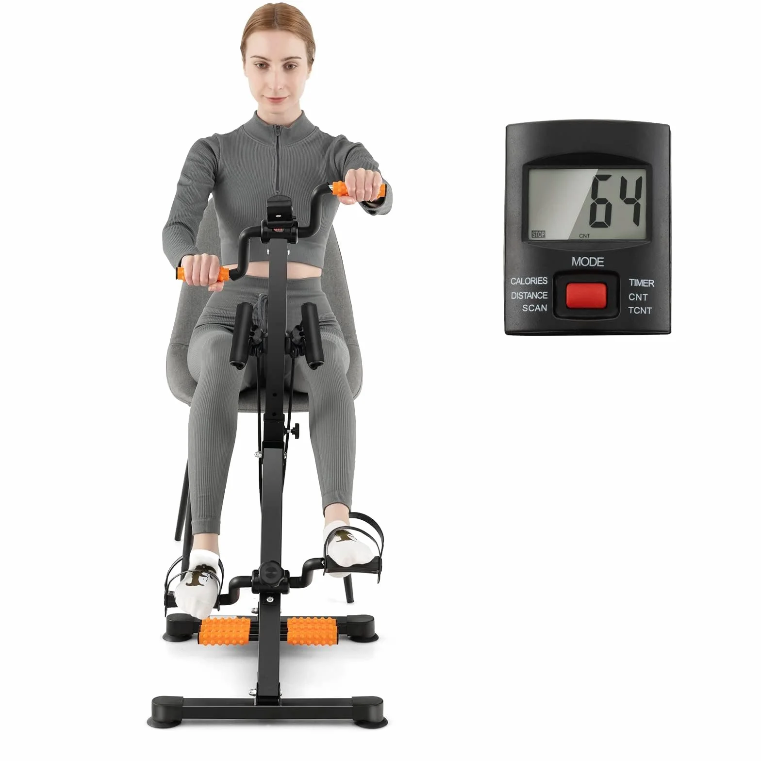 COSTWAY Trenażer Ruchowy dla Dorosłych, Pedały do Ćwiczeń Rąk i Nóg, Regulacja Wysokości, Wyświetlacz LCD, Nośność 120 kg