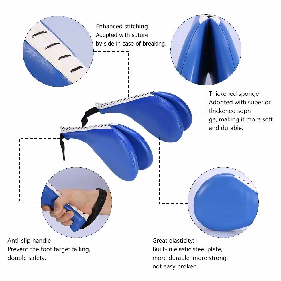 VGEBY 1 para Taekwondo Fighting Target Punching Karate Pad Podwójny Sprzęt treningowy Ręczne pudełko (niebieskie)