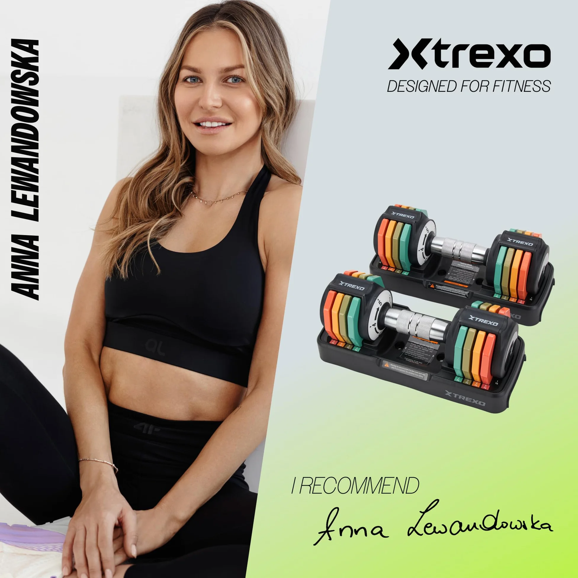 TREXO Multicolor zestaw hantli 2 x 5 kg ze stali z antypoślizgowym uchwytem, idealne do treningu siłowego w domu i na siłowni, regulowane hantle ze stabilną podstawą