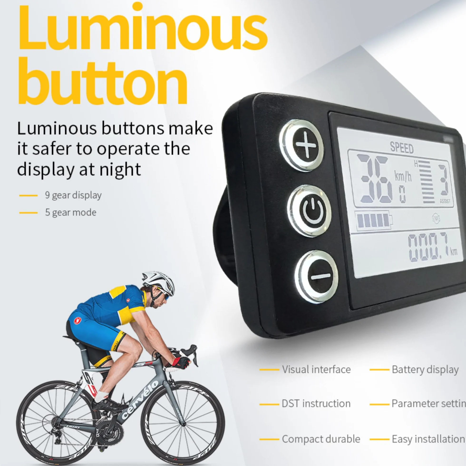 Miernik z Wyświetlaczem LCD do Roweru Elektrycznego S866, 6-pinowy 24 V 36 V 48 V 60 V E Bike Wodoodporny Wyświetlacz Panel Sterowania Miernikiem, Uniwersalny Ekran Panelu LCD do