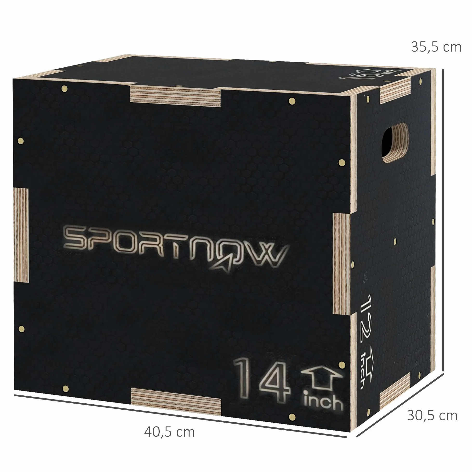 SPORTNOW Box Jump Plyobox skakanka 3 w 1, antypoślizgowa kulturystyka, fitness i trening crossowy, do drewnianego pudełka treningowego, wysokość czarna