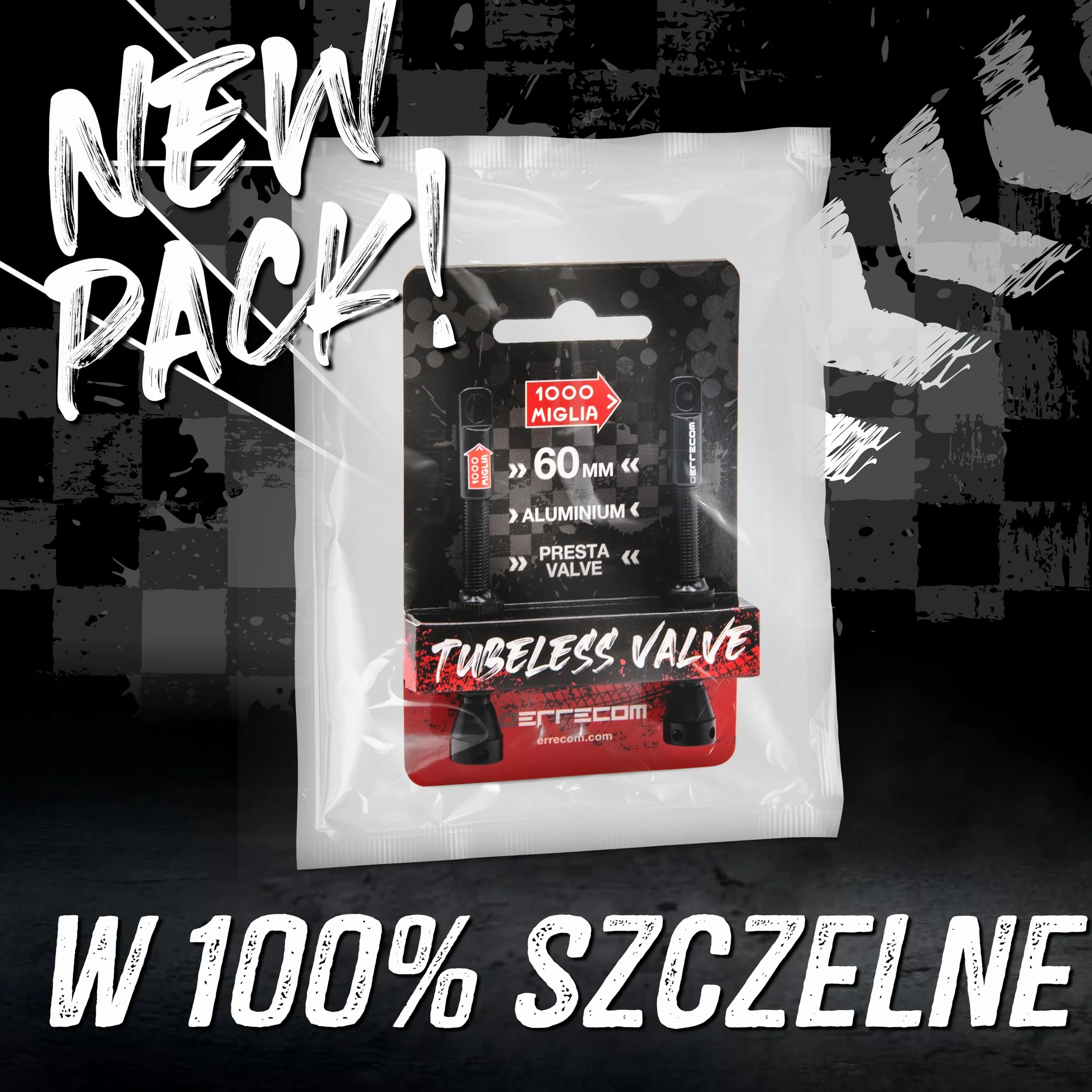 1000 Miglia Wentyle Rowerowe Tubeless - 60 mm, Kompatybilne z Zaworami Presta, 2 Sztuki, w zestawie narzędzie do demontażu rdzenia zaworu